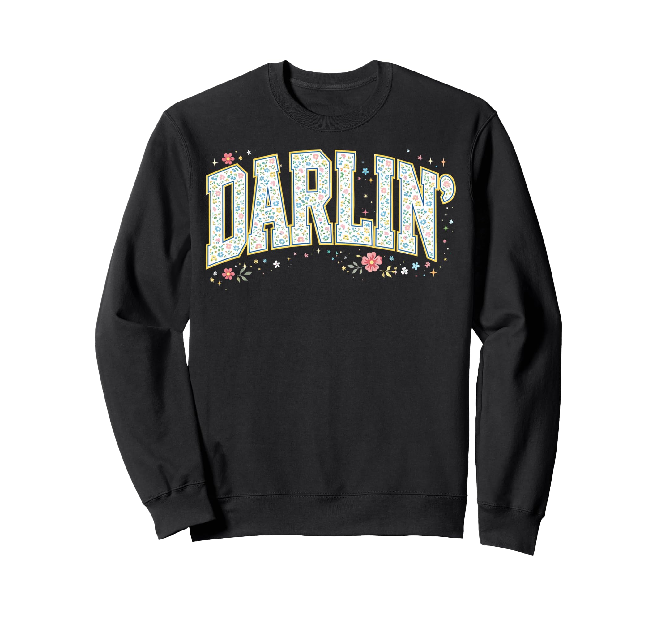 Ditsy Floral Darlin Varsity Letter Sweatshirt - Unique Graphic Men Women - T-Shirt, Sweatshirt, Hoodie