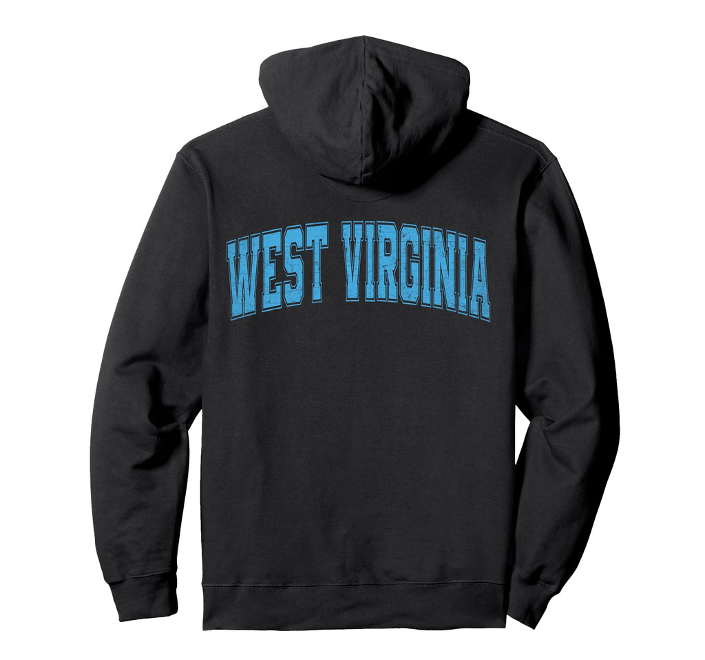 West Virginia Sky Blue Text Hoodie - Unique Graphic Unisex - T-Shirt, Sweatshirt, Hoodie