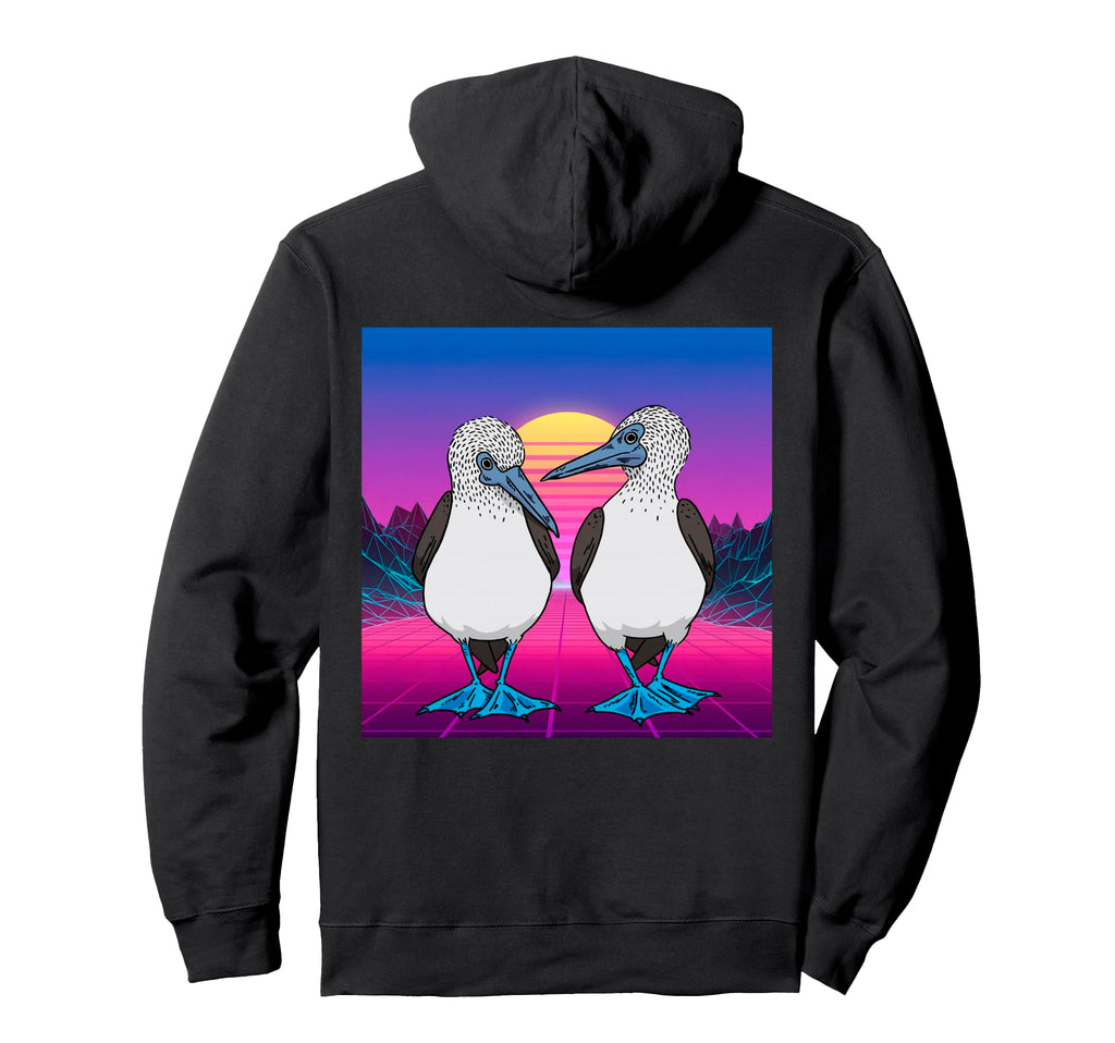 Vaporwave Seabirds Blue Footed Booby Bird Hoodie - Unique Graphic Men Women - T-Shirt, Sweatshirt, Hoodie