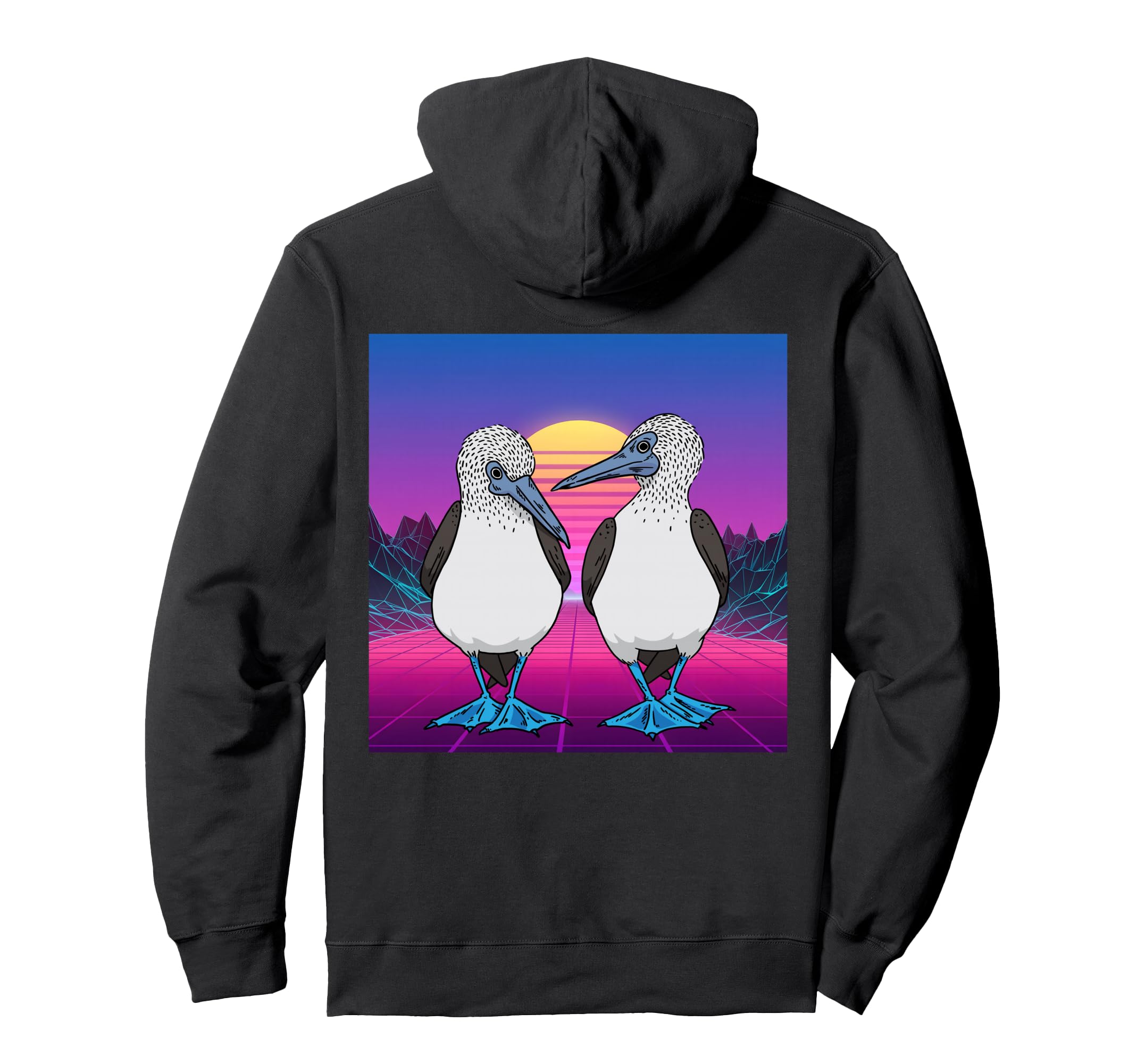 Vaporwave Seabirds Blue Footed Booby Bird Hoodie - Unique Graphic Men Women - T-Shirt, Sweatshirt, Hoodie