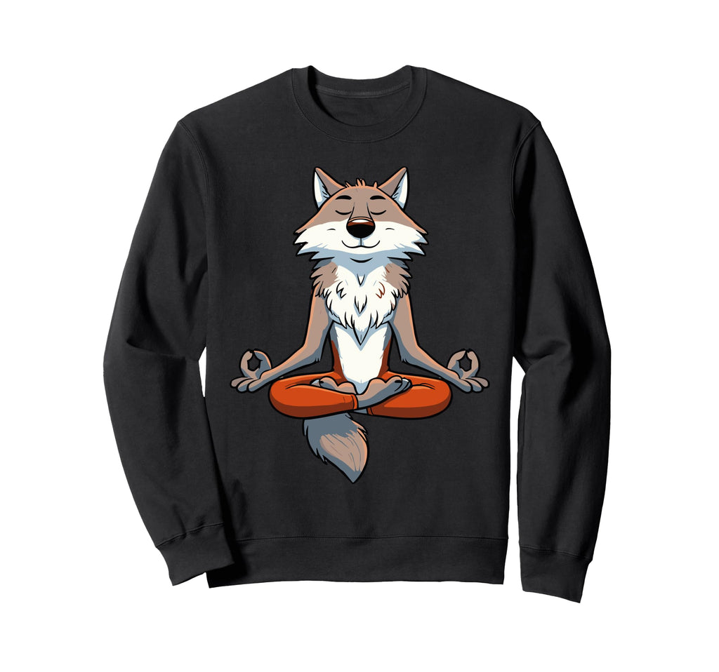 Meditation Wolf Yoga Pose Relaxing Sweatshirt - Novelty Apparel Men Women - T-Shirt, Sweatshirt, Hoodie