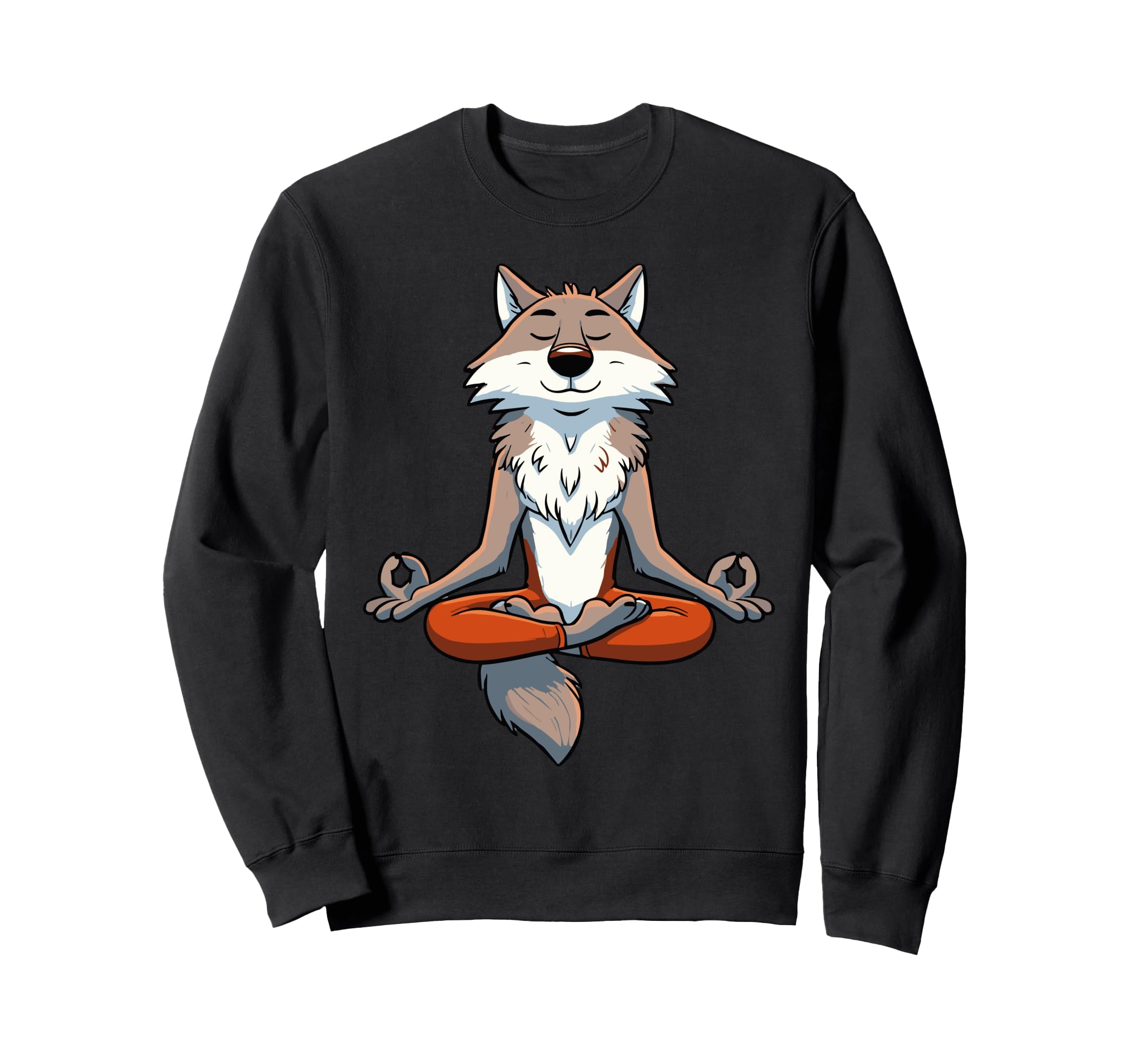 Meditation Wolf Yoga Pose Relaxing Sweatshirt - Novelty Apparel Men Women - T-Shirt, Sweatshirt, Hoodie