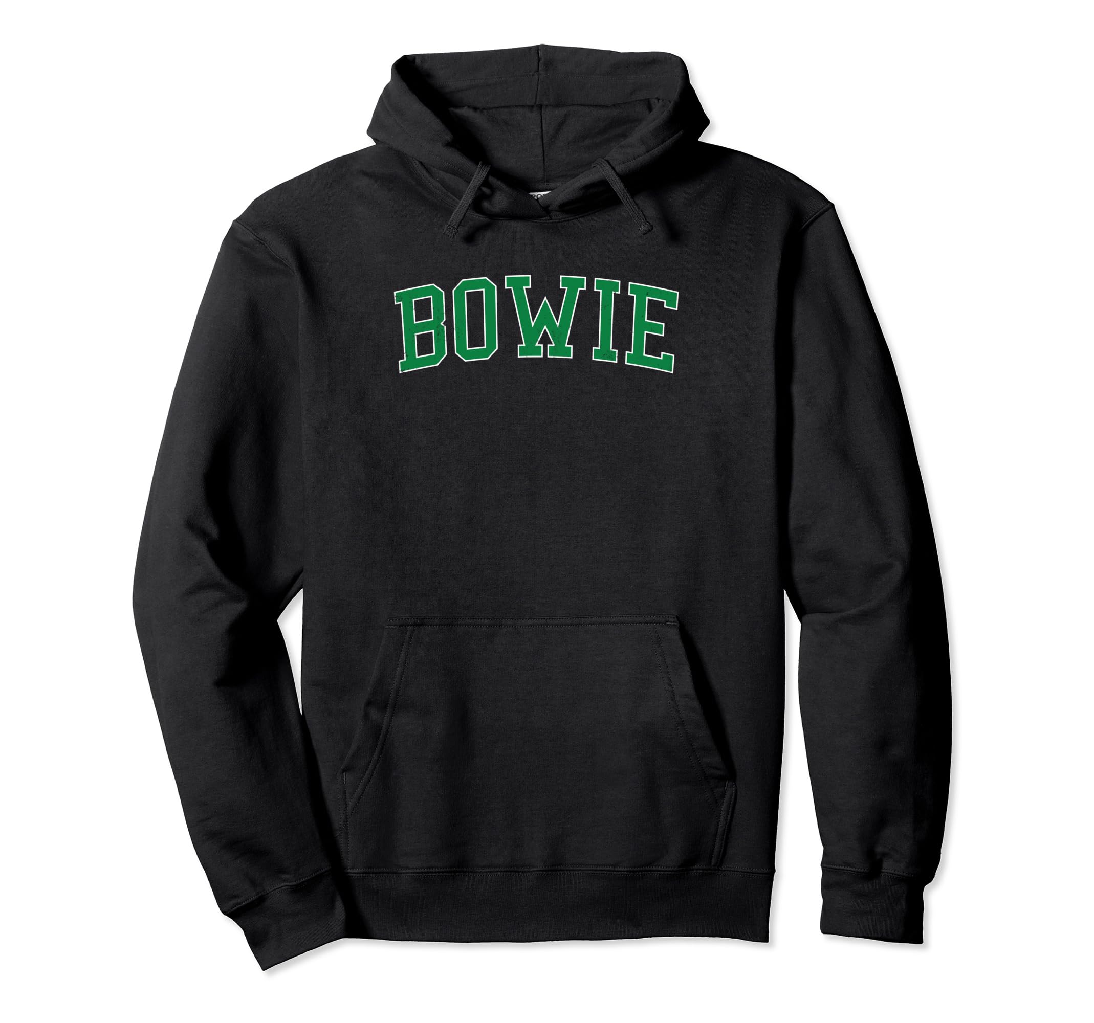 Bowie Md Distressed Green Varsity Hoodie - Custom Art Print for Adults - T-Shirt, Sweatshirt, Hoodie