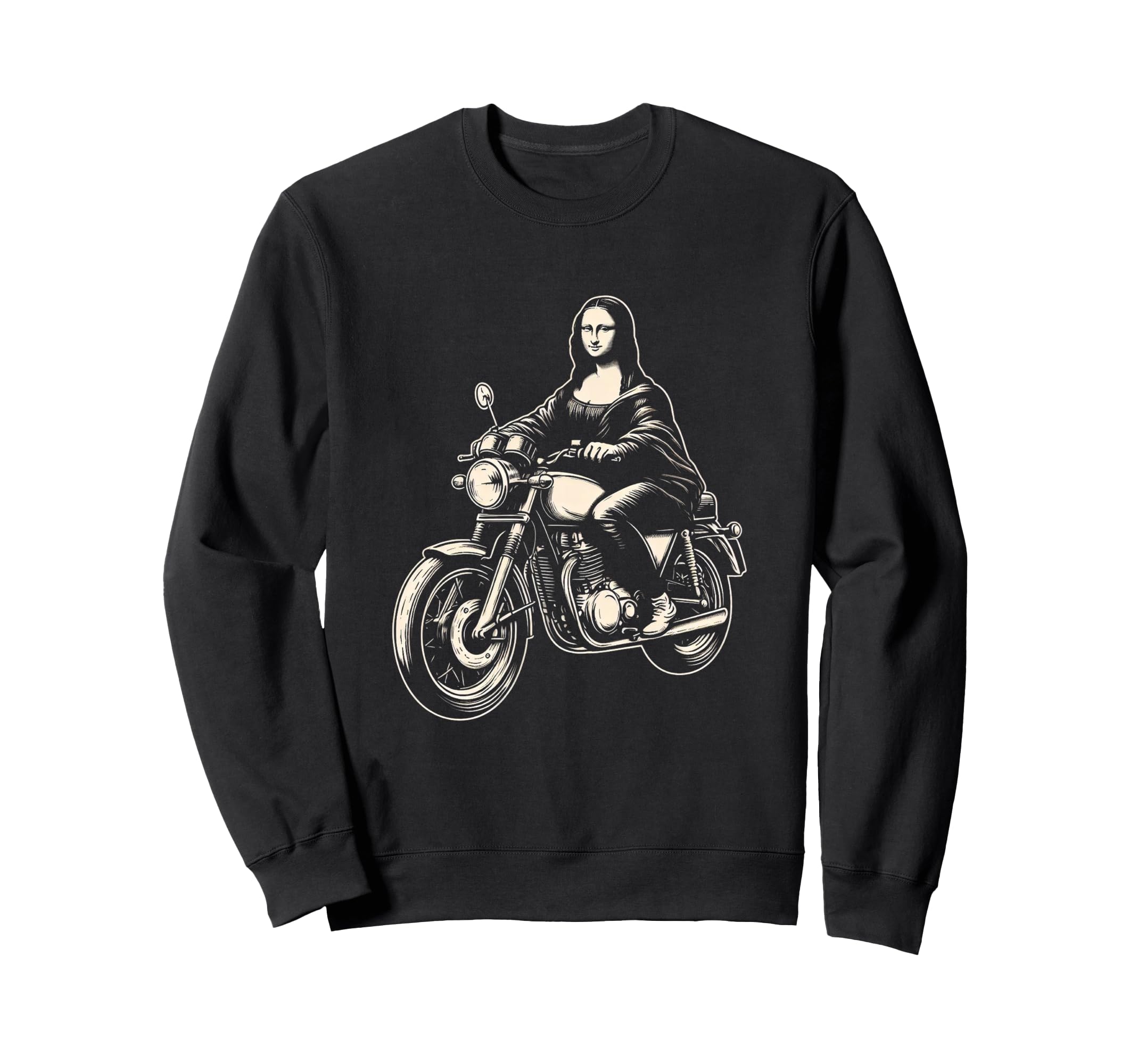 Mona Lisa Motorcycle Sweatshirt - Aesthetic Graphic for Adults - T-Shirt, Sweatshirt, Hoodie
