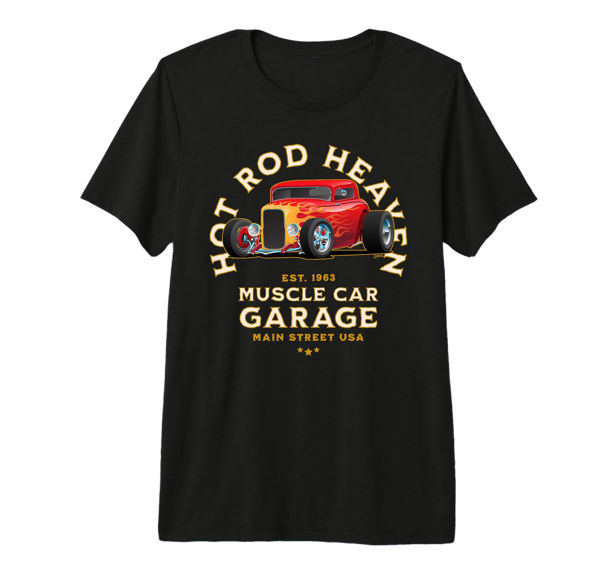 Hotrod Heaven Muscle Car Garage Usa T-Shirt - Minimalist Print for Adults - T-Shirt, Sweatshirt, Hoodie