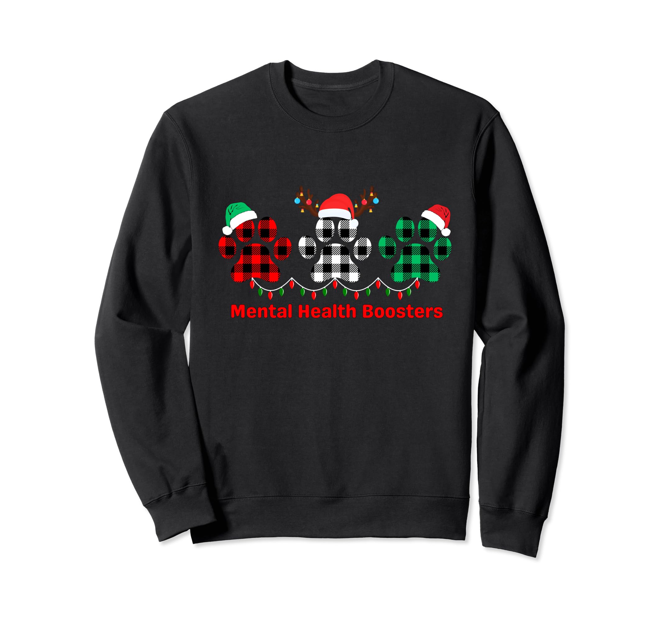 Merry Dog Paws Buffalo Plaid Mental Sweatshirt - Graphic Print Unisex - T-Shirt, Sweatshirt, Hoodie