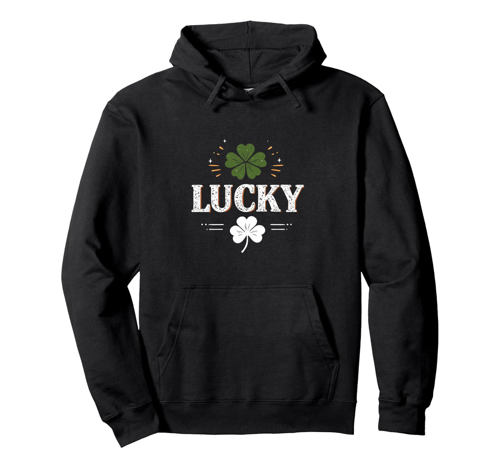Lucky Typography Clover Hoodie - Trendy Graphic Men Women - T-Shirt, Sweatshirt, Hoodie