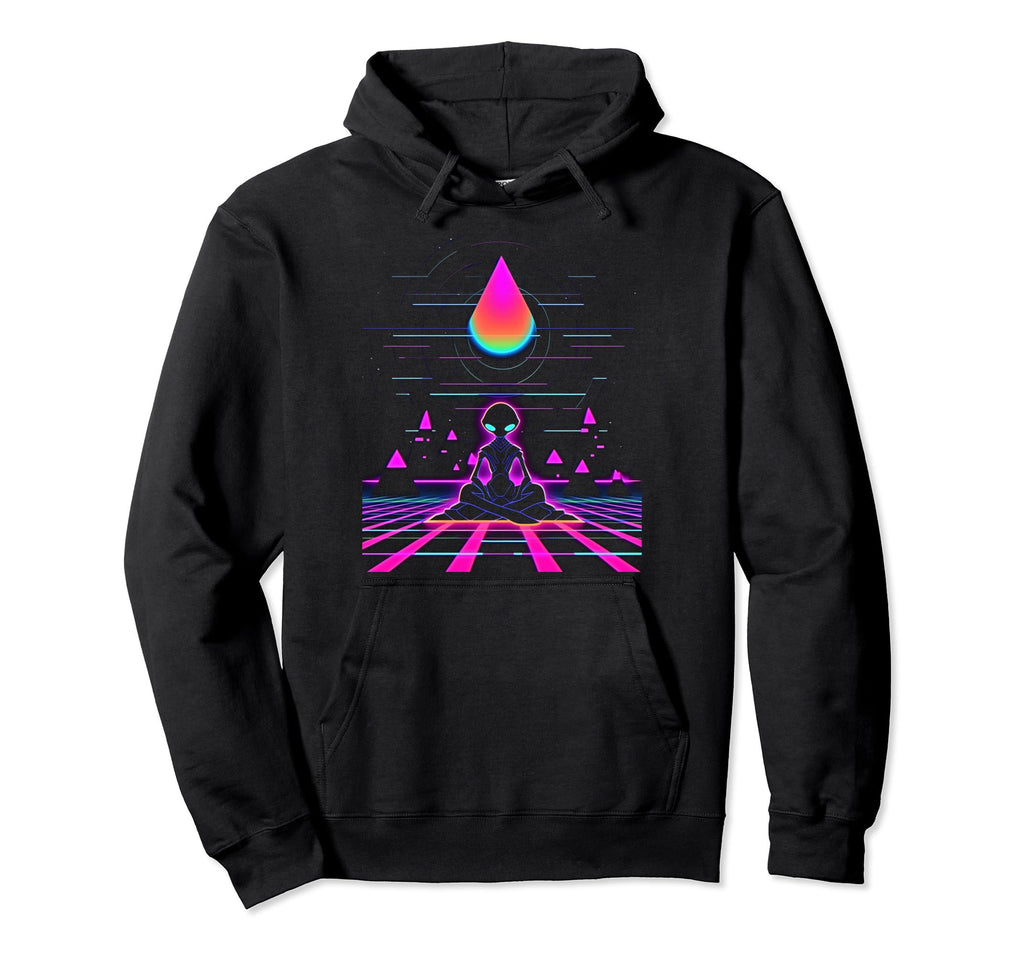 Synthwave Alien Buddha Cyberpunk 80S Hoodie - Novelty Apparel Men Women - T-Shirt, Sweatshirt, Hoodie