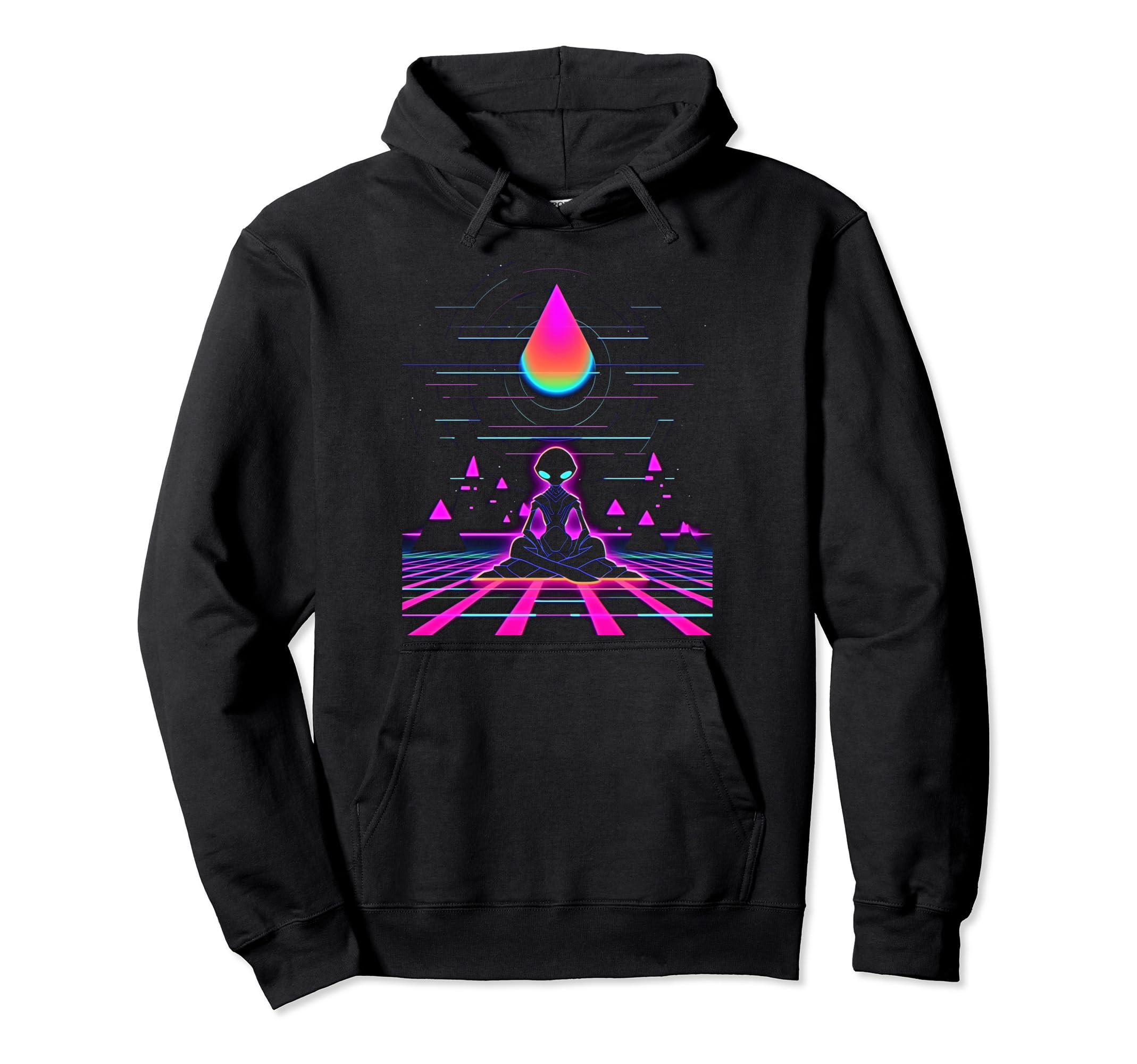 Synthwave Alien Buddha Cyberpunk 80S Hoodie - Novelty Apparel Men Women - T-Shirt, Sweatshirt, Hoodie