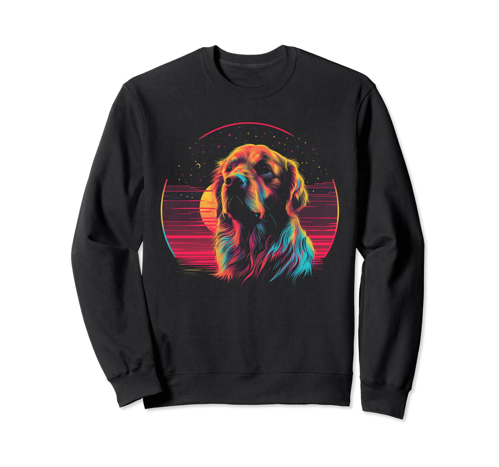 Dog Golden Retriever Vaporwave Sweatshirt - Custom Art Print Men Women - T-Shirt, Sweatshirt, Hoodie