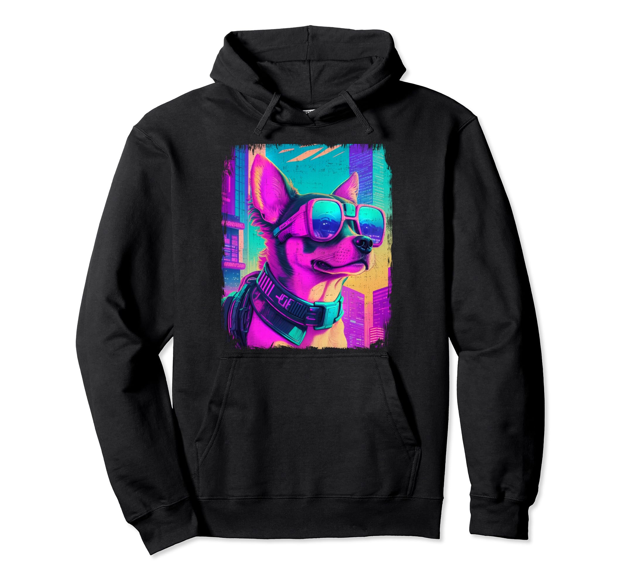 Chiweenie Dog Cyber Vaporwave 80S Hoodie - Streetwear Style for Adults - T-Shirt, Sweatshirt, Hoodie