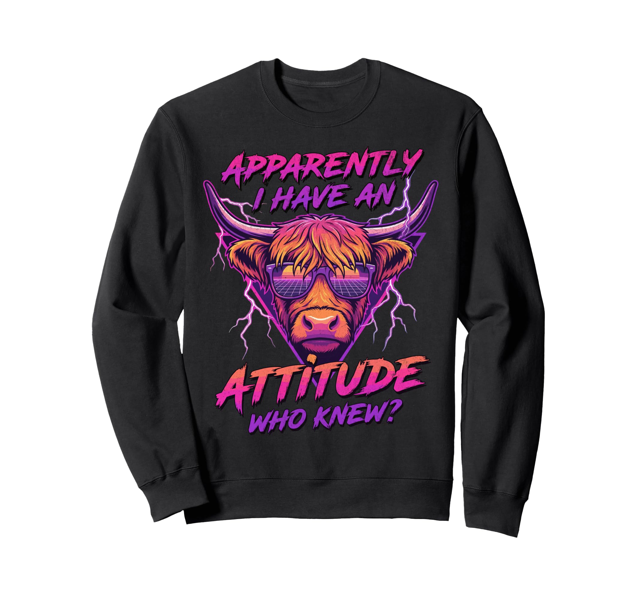 Funny Highland Cow Attitude Sassy Sweatshirt - Custom Art Print for Adults - T-Shirt, Sweatshirt, Hoodie