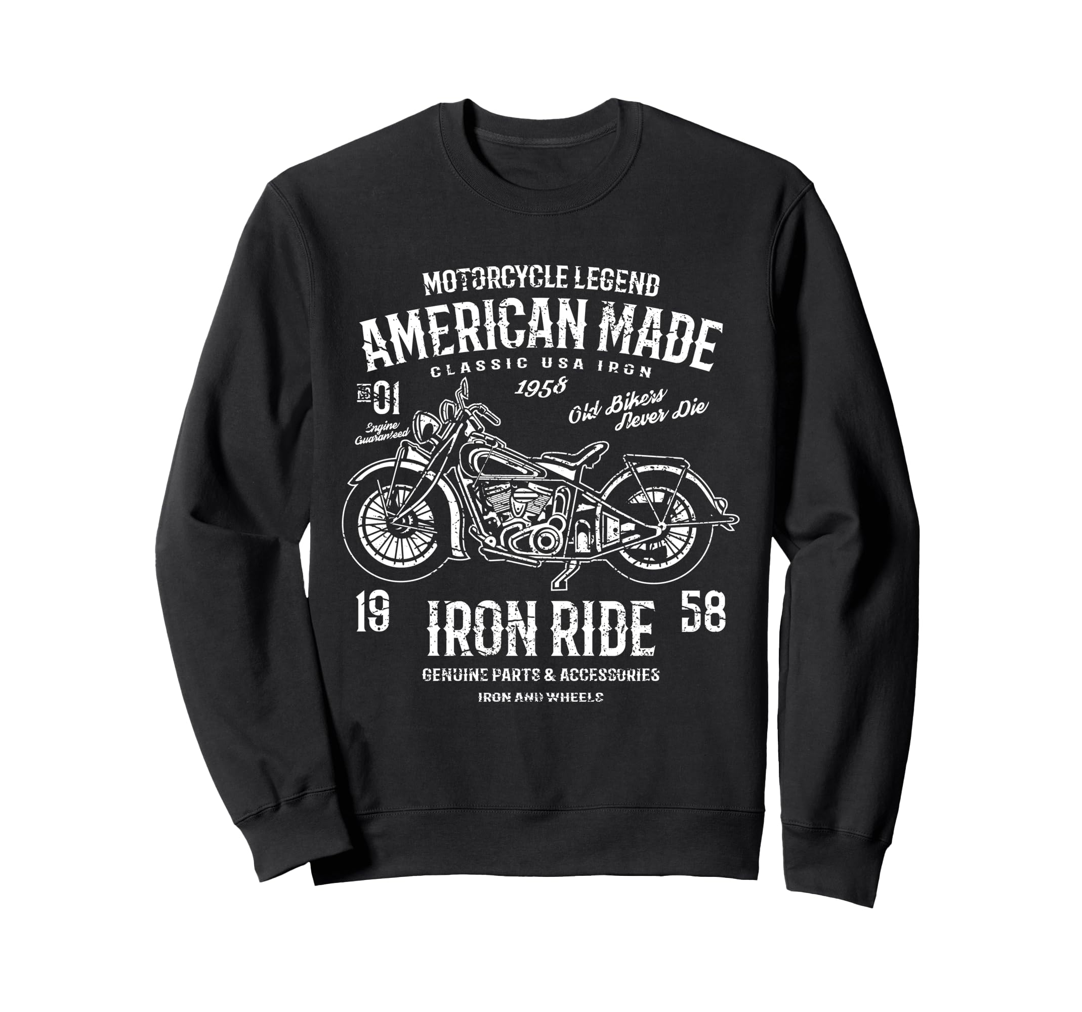 American Motorcycle Distressed Sweatshirt - Unique Graphic Unisex - T-Shirt, Sweatshirt, Hoodie
