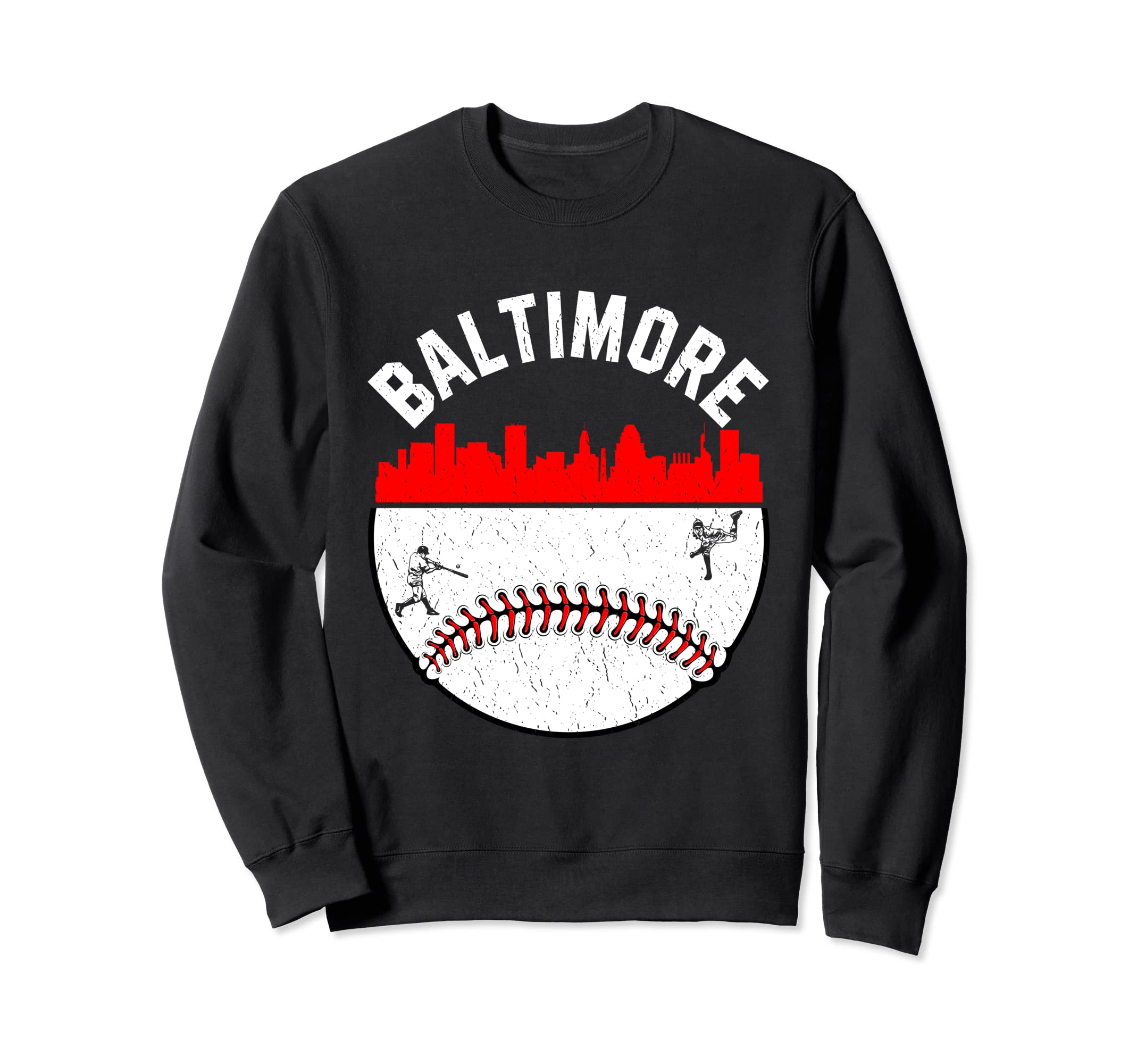 Baltimore Cityscape Baseball Sweatshirt - Trendy Graphic for Adults - T-Shirt, Sweatshirt, Hoodie