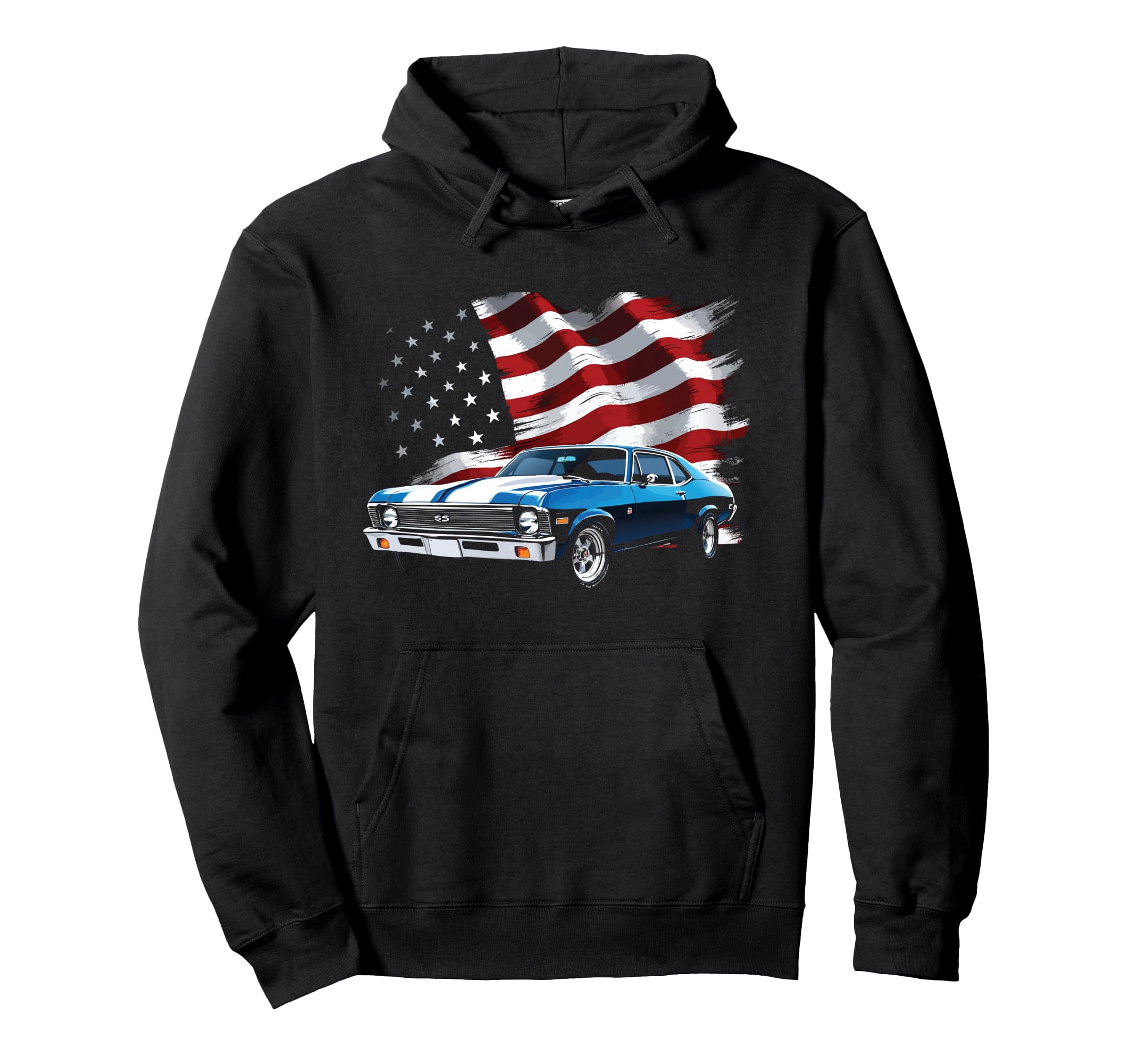 Patriotic Old School 1969 Nova Ss Hoodie - Aesthetic Graphic Men Women - T-Shirt, Sweatshirt, Hoodie