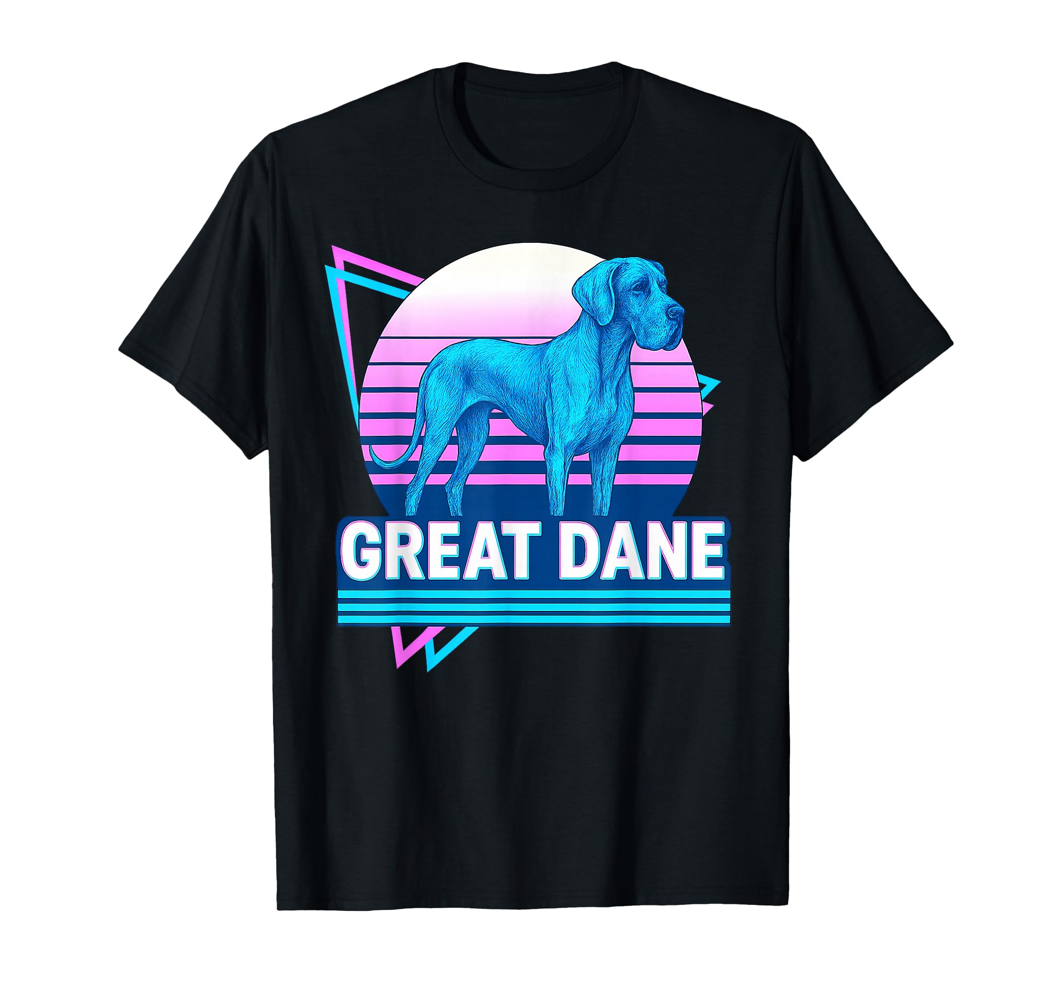 Great Dane Synthwave Aesthetic Dog Lover T-Shirt - Custom Art Print Unisex - T-Shirt, Sweatshirt, Hoodie