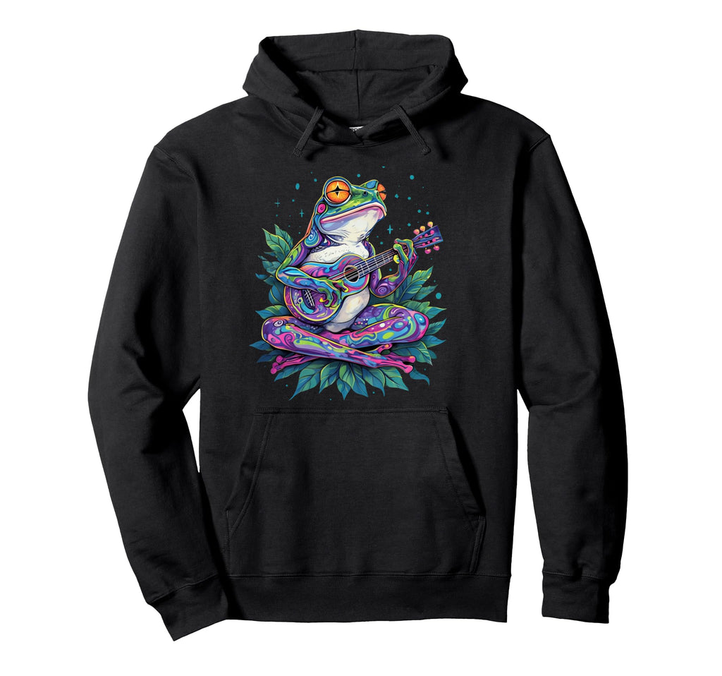 Frog Playing Guitar Music Lover 70S Hoodie - Aesthetic Graphic Men Women - T-Shirt, Sweatshirt, Hoodie