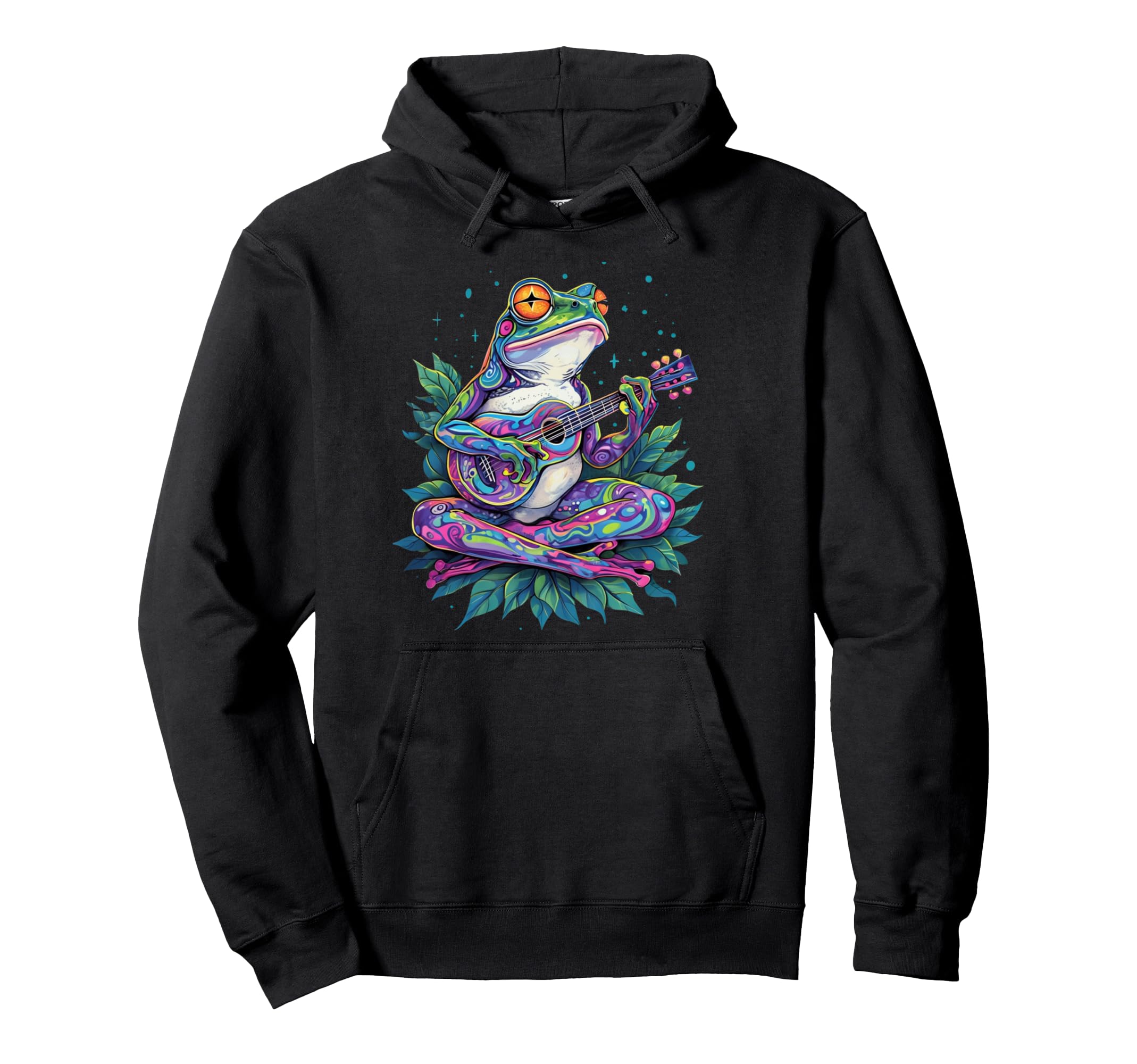 Frog Playing Guitar Music Lover 70S Hoodie - Aesthetic Graphic Men Women - T-Shirt, Sweatshirt, Hoodie