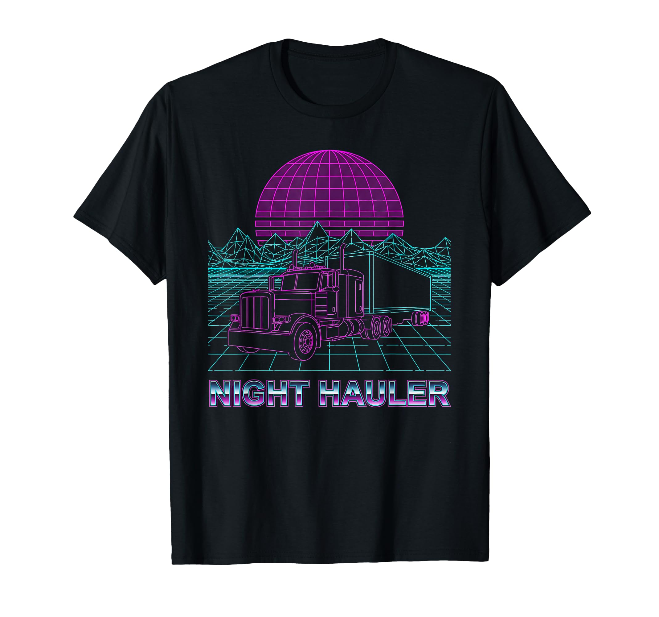 Night Hauler Semi Truck Synthwave T-Shirt - Casual Everyday Wear Men Women - T-Shirt, Sweatshirt, Hoodie