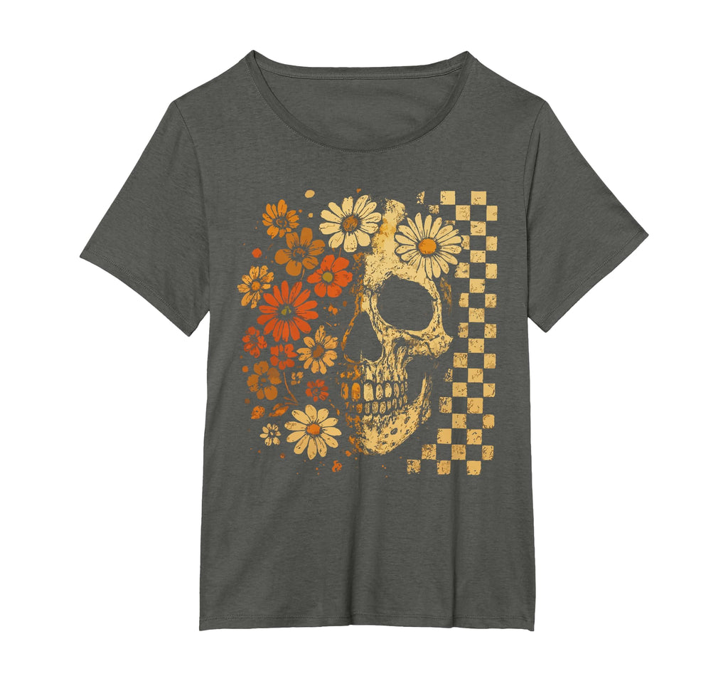 Floral Skull Grunge Aesthetic T-Shirt - Unique Graphic for Adults - T-Shirt, Sweatshirt, Hoodie