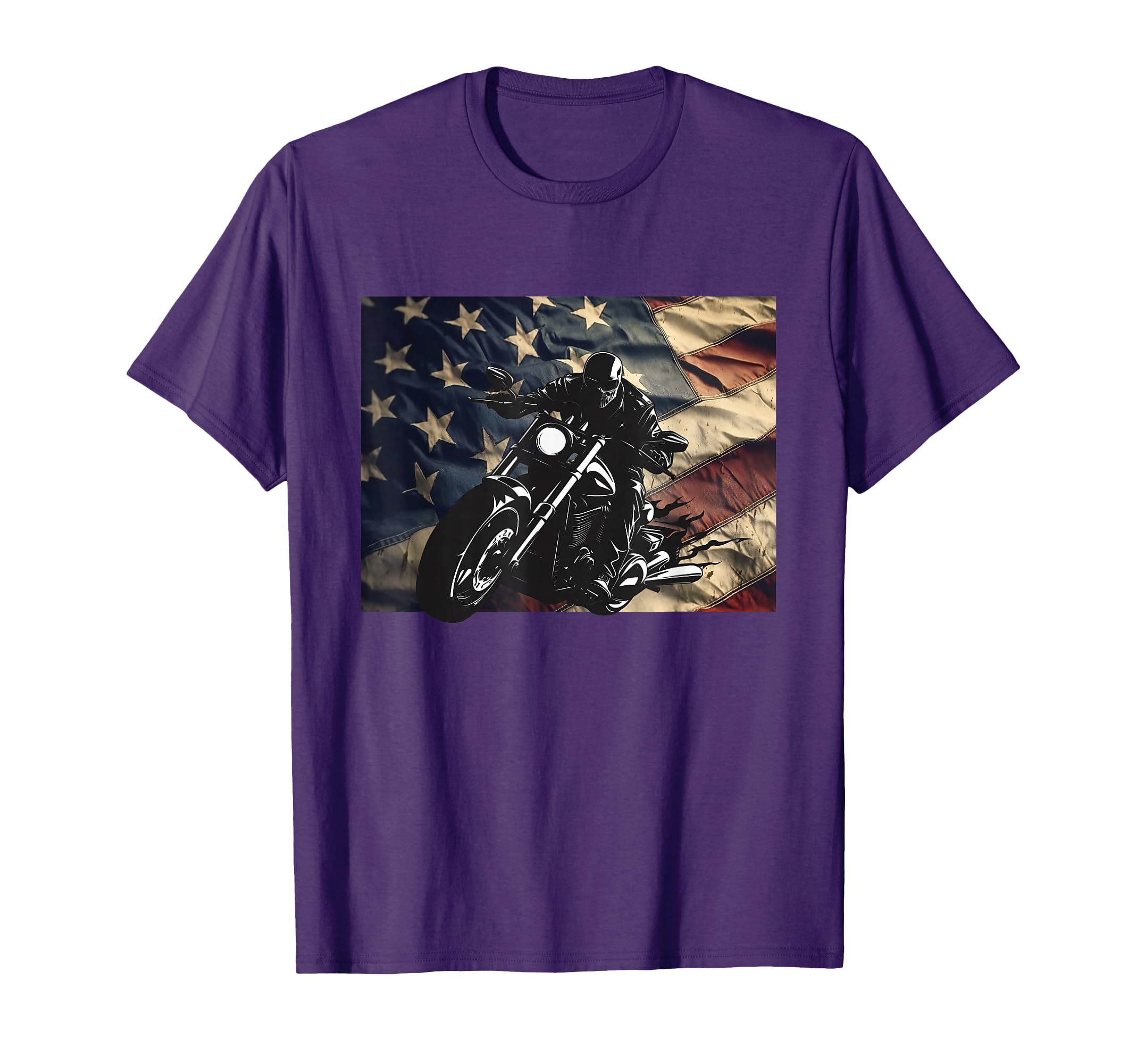 American Flag Motorcycle Motorcycle T-Shirt - Trendy Graphic for Adults - T-Shirt, Sweatshirt, Hoodie