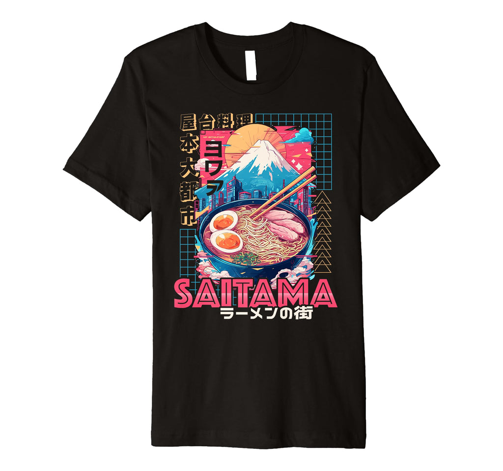 Saitama City 80S Synthwave Ramen T-Shirt - Custom Art Print for Adults - T-Shirt, Sweatshirt, Hoodie