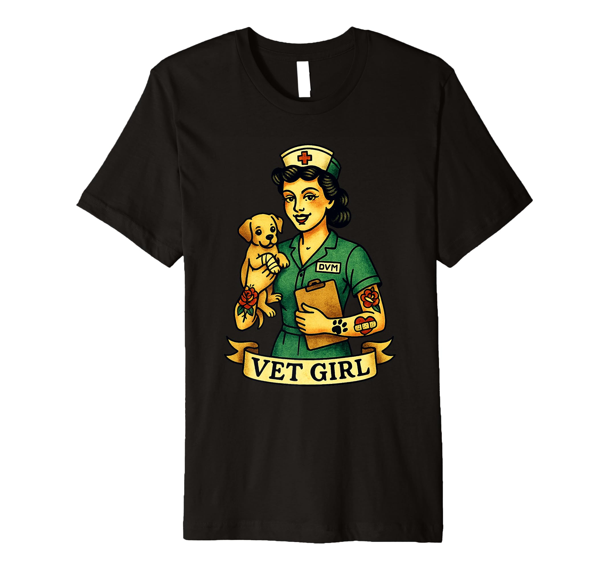 Vet Old School Pin Up Medical T-Shirt - Minimalist Print Unisex - T-Shirt, Sweatshirt, Hoodie