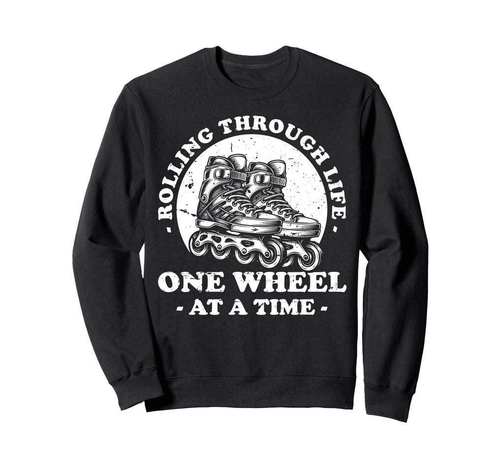 Rolling Through Life Rollerblade Sweatshirt - Aesthetic Graphic Unisex - T-Shirt, Sweatshirt, Hoodie