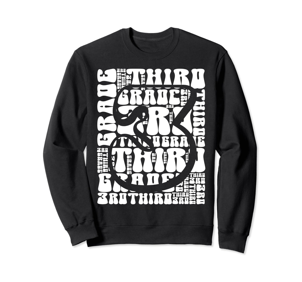 Groovy Third Grade Typography Sweatshirt - Minimalist Print for Adults - T-Shirt, Sweatshirt, Hoodie