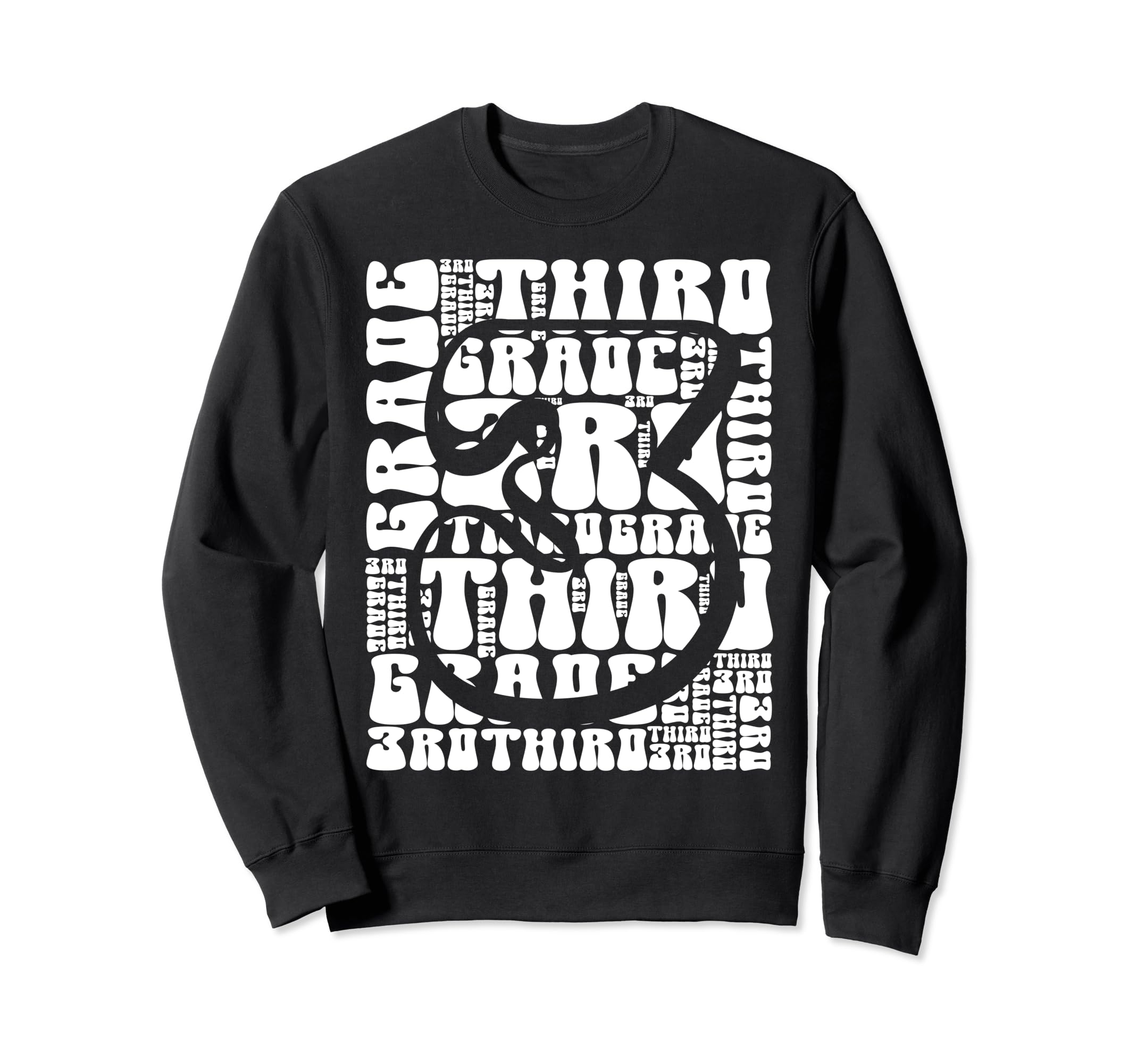Groovy Third Grade Typography Sweatshirt - Minimalist Print for Adults - T-Shirt, Sweatshirt, Hoodie
