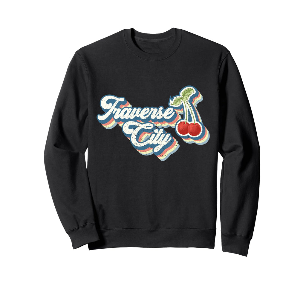 Traverse City 70S 80S Typography Sweatshirt - Novelty Apparel for Adults - T-Shirt, Sweatshirt, Hoodie
