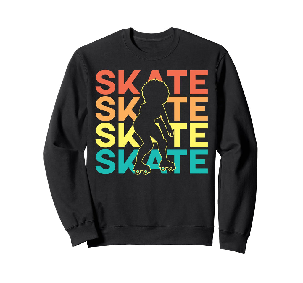 Roller Skating Skate 1970S Black Sweatshirt - Aesthetic Graphic Unisex - T-Shirt, Sweatshirt, Hoodie