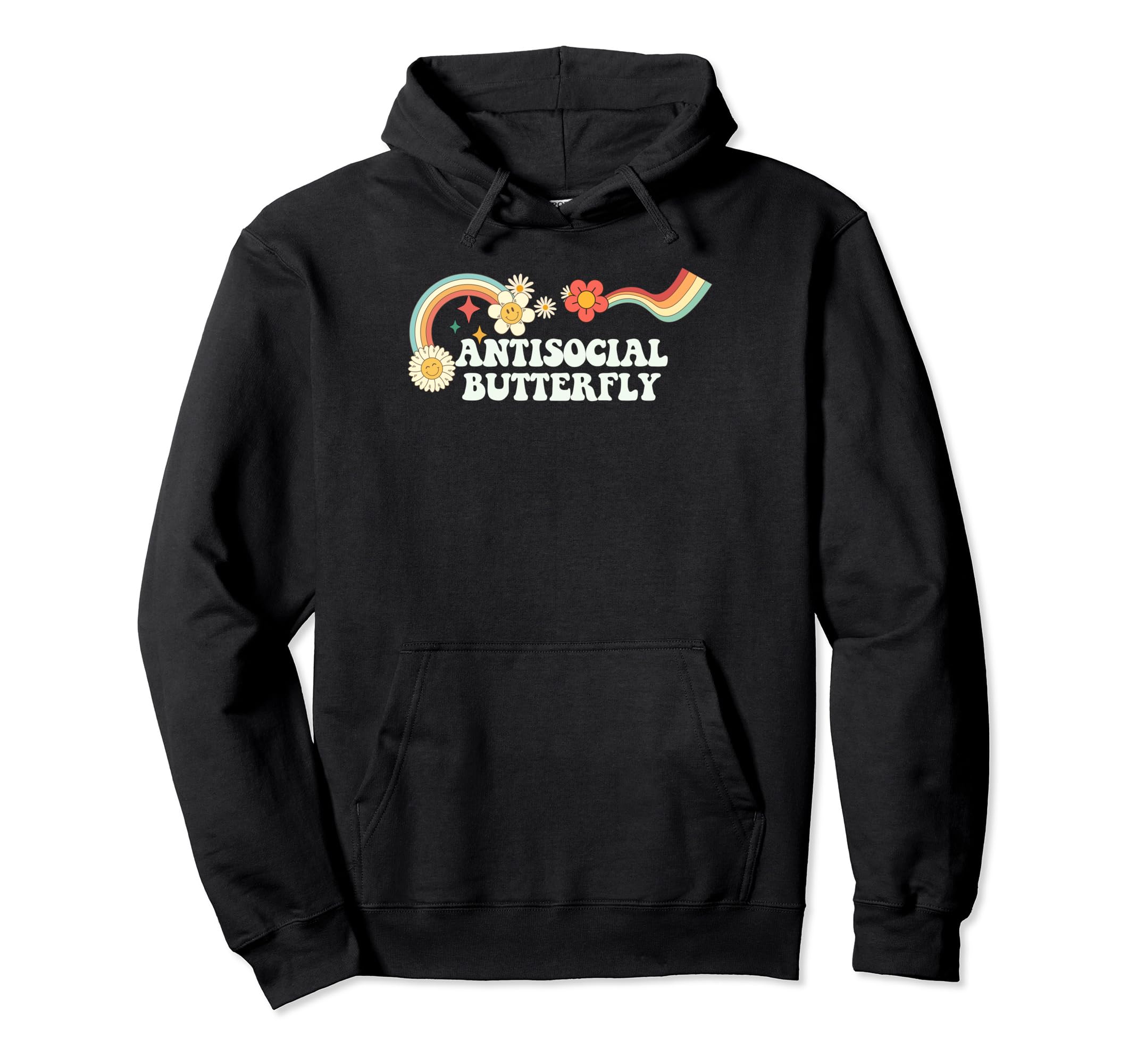 Groovy Funny Antisocial Butterfly Hoodie - Unique Graphic for Adults - T-Shirt, Sweatshirt, Hoodie