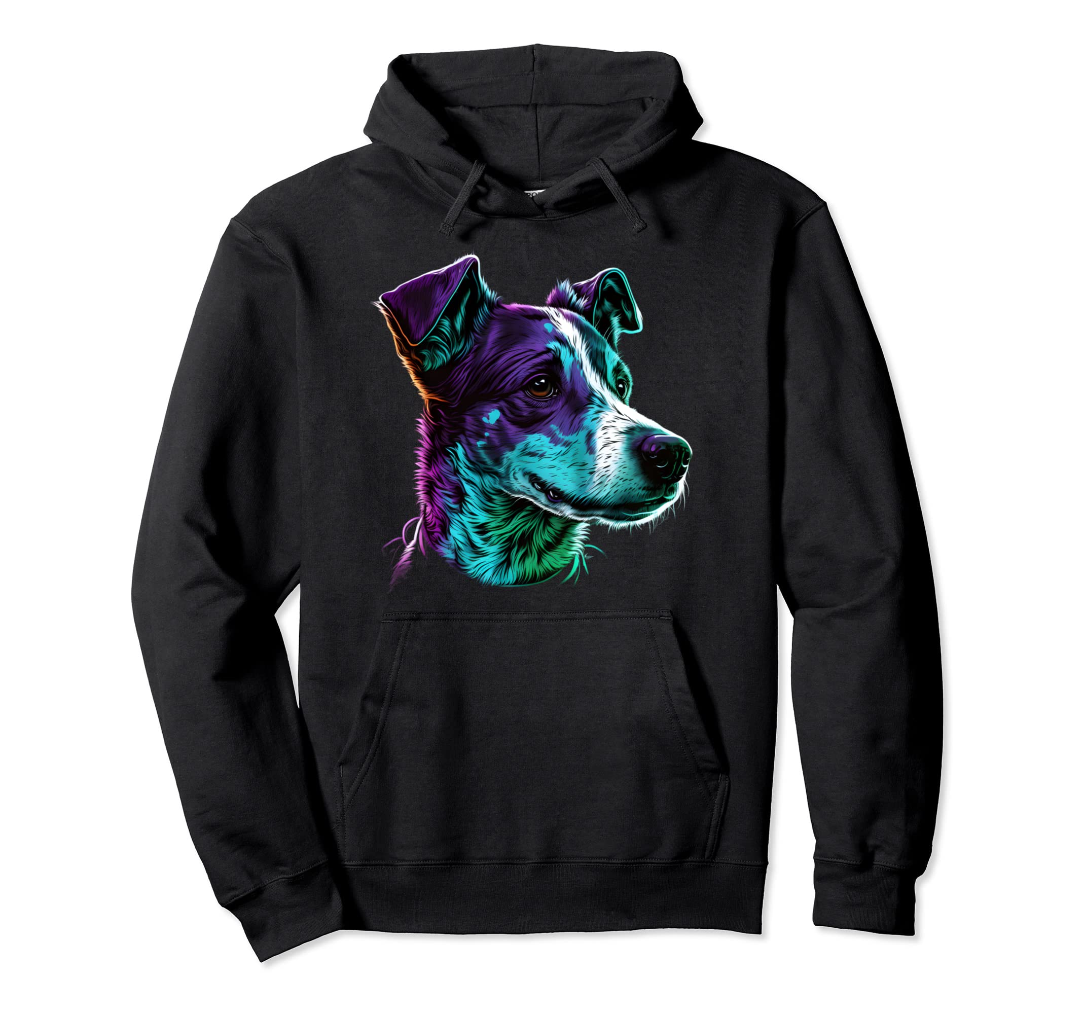 Jack Russell Terrier 80S Synthwave Hoodie - Custom Art Print for Adults - T-Shirt, Sweatshirt, Hoodie