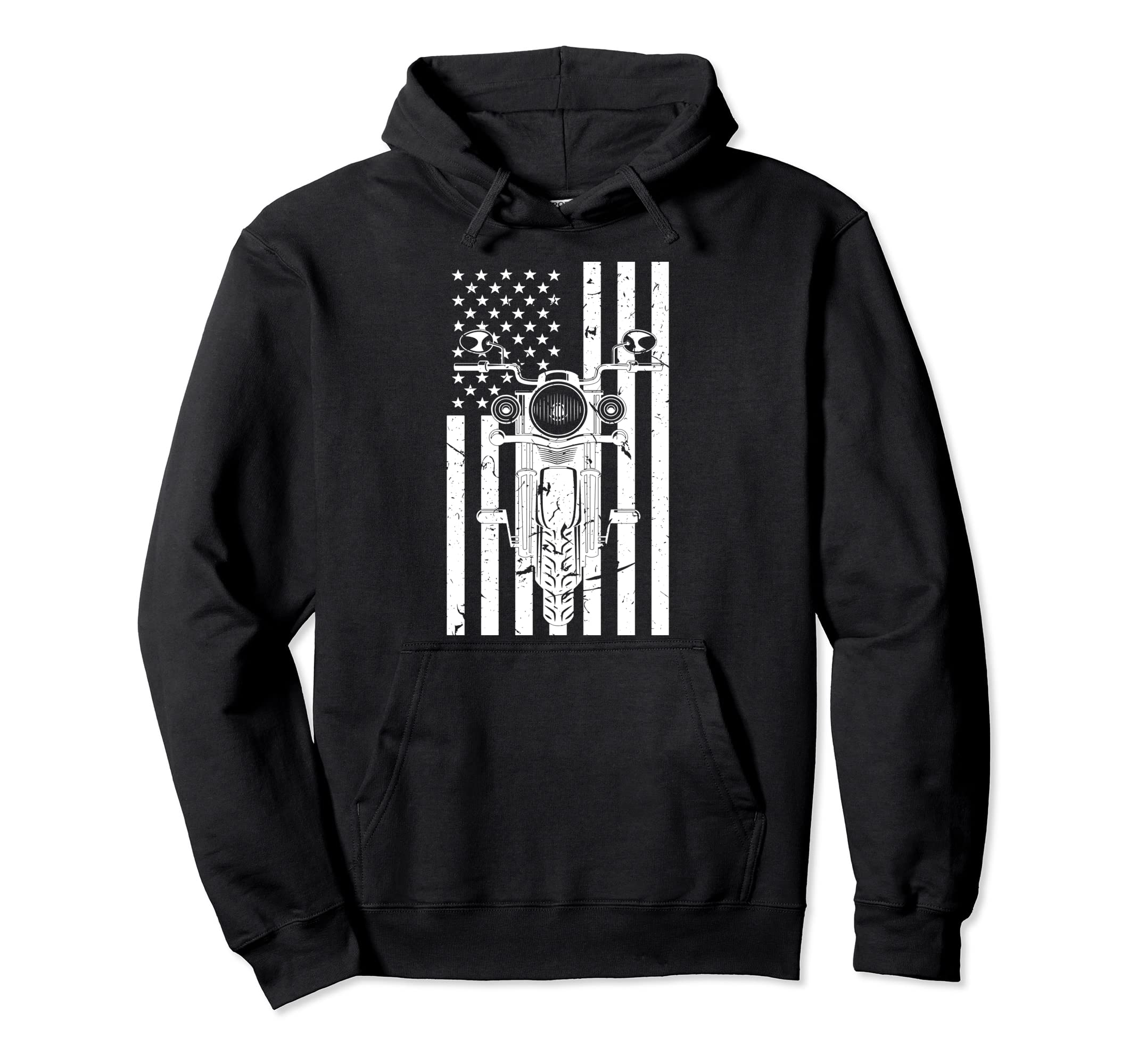 Distressed Motorcycle Us Flag Hoodie - Streetwear Style Unisex - T-Shirt, Sweatshirt, Hoodie