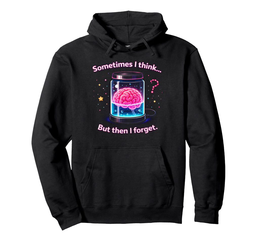 Forgetful Brain Meme Cartoon Kawaii Hoodie - Minimalist Print for Adults - T-Shirt, Sweatshirt, Hoodie