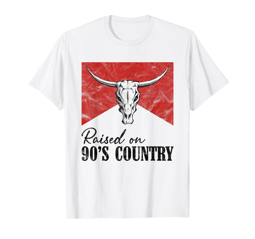 Western Bull Skull Raised 90S T-Shirt - Casual Everyday Wear Men Women - T-Shirt, Sweatshirt, Hoodie