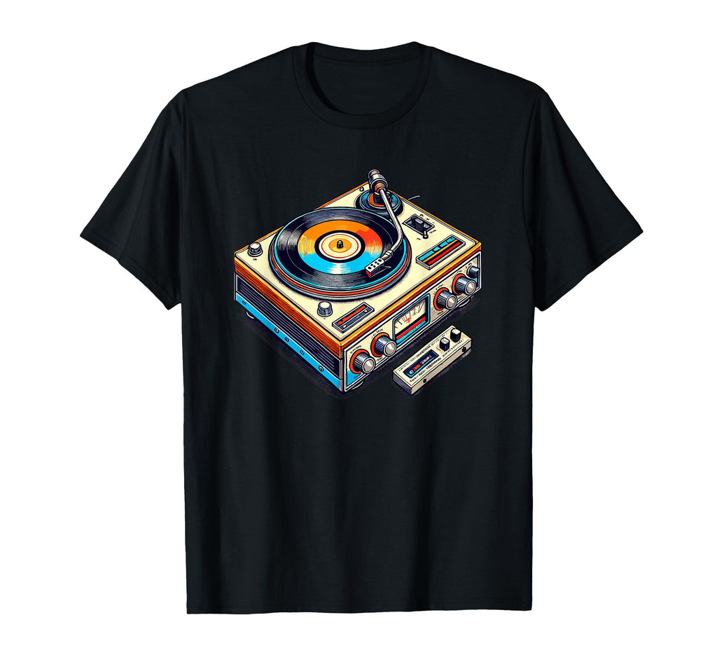 80S 90S Vinyl Record Player Turntable T-Shirt - Unique Graphic for Adults - T-Shirt, Sweatshirt, Hoodie