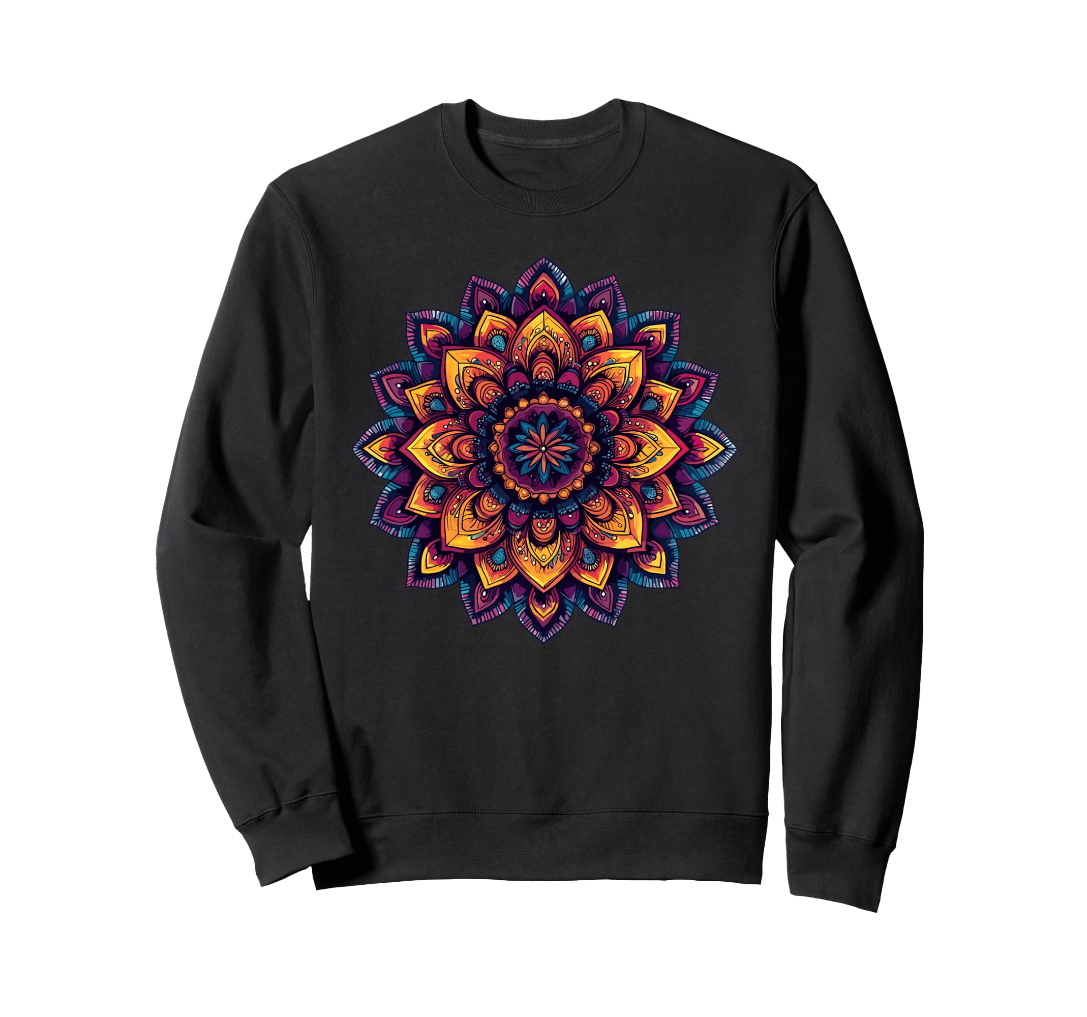 Vibrant Lotus Mandala Meditation Sweatshirt - Minimalist Print for Adults - T-Shirt, Sweatshirt, Hoodie