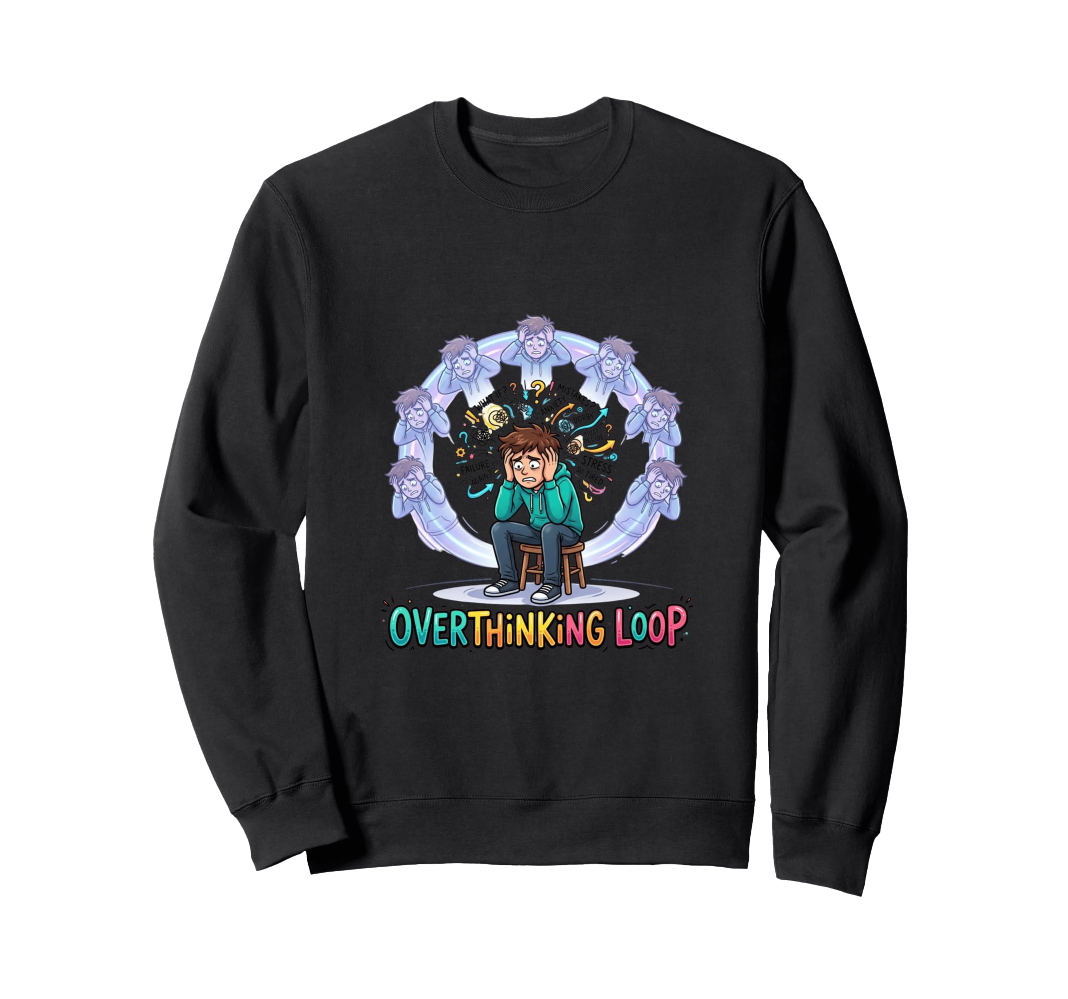 Overthinking Loop Mental Awareness Sweatshirt - Trendy Graphic Men Women - T-Shirt, Sweatshirt, Hoodie