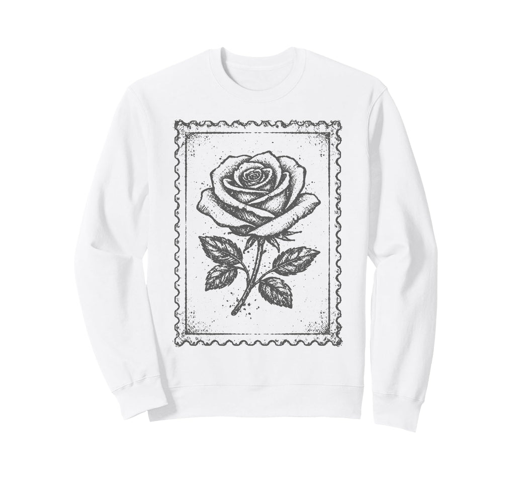 Grunge Rose Floral Distressed Sweatshirt - Minimalist Print Unisex - T-Shirt, Sweatshirt, Hoodie