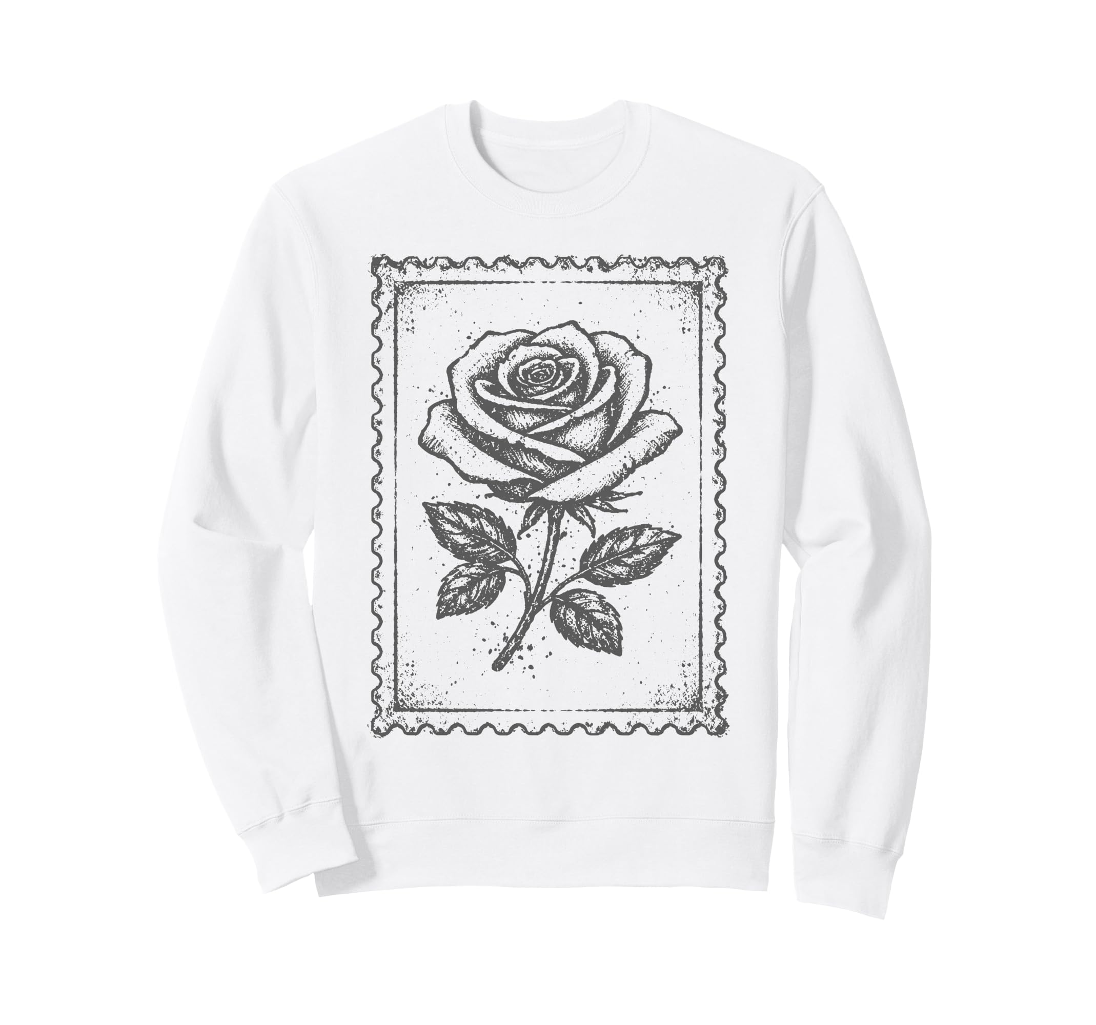 Grunge Rose Floral Distressed Sweatshirt - Minimalist Print Unisex - T-Shirt, Sweatshirt, Hoodie