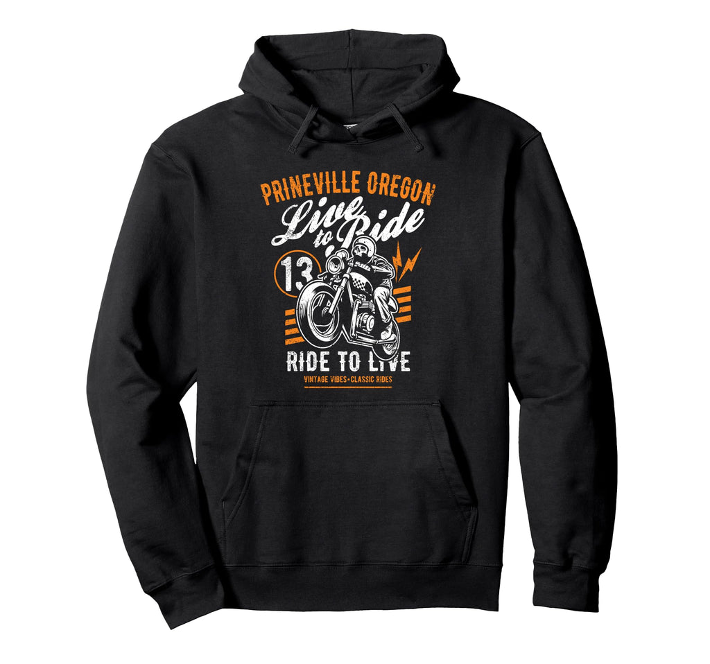 Prineville Oregon Motorcycle Rider Skull Hoodie - Novelty Apparel Unisex - T-Shirt, Sweatshirt, Hoodie