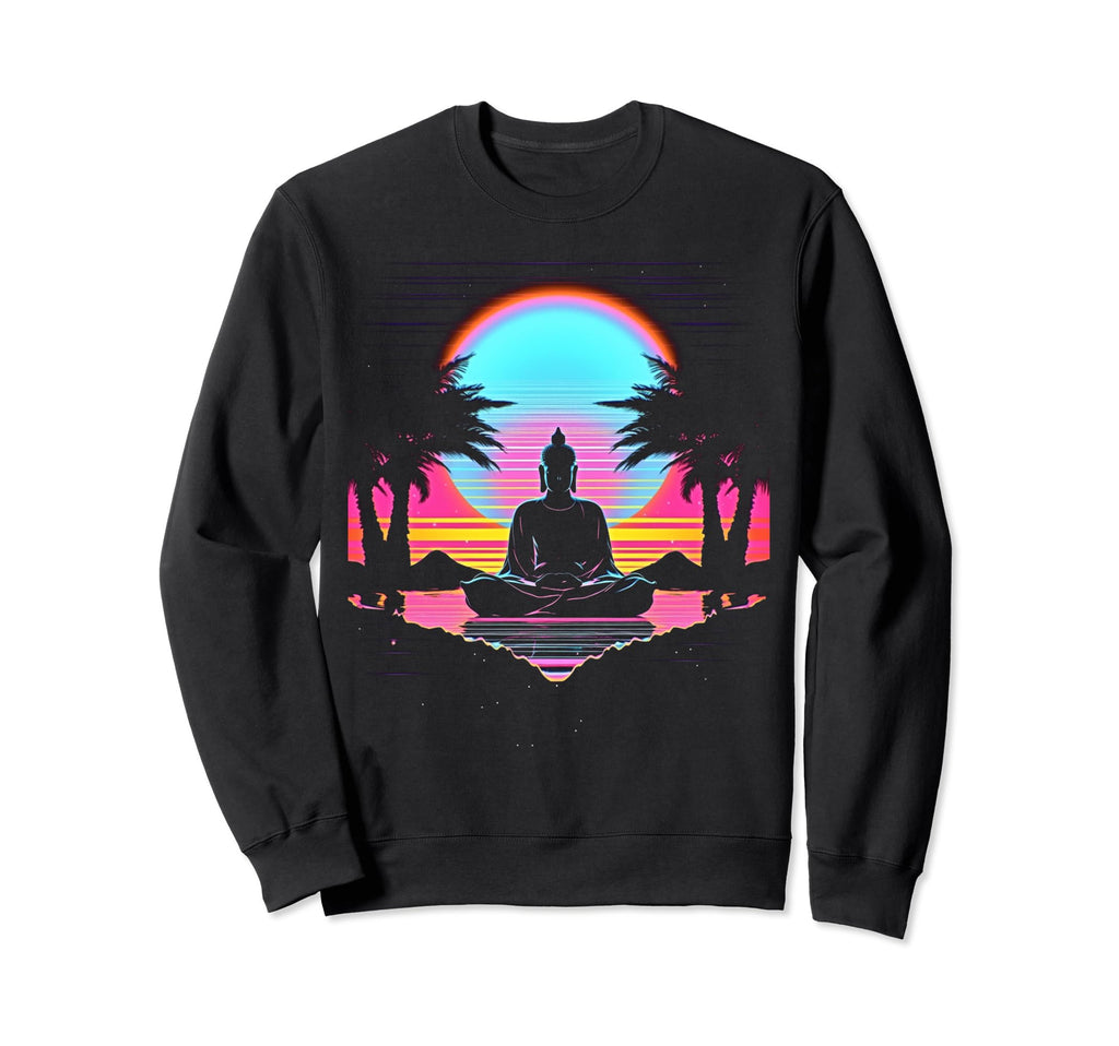 Synthwave Buddha Cyberpunk 80S Sci Fi Sweatshirt - Minimalist Print Unisex - T-Shirt, Sweatshirt, Hoodie