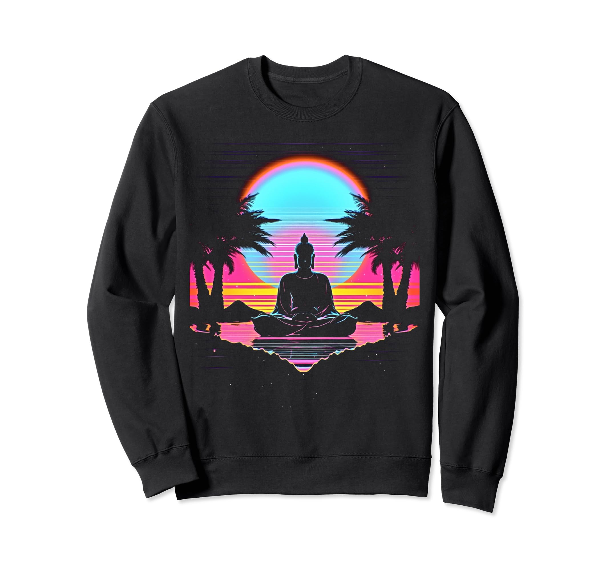 Synthwave Buddha Cyberpunk 80S Sci Fi Sweatshirt - Minimalist Print Unisex - T-Shirt, Sweatshirt, Hoodie