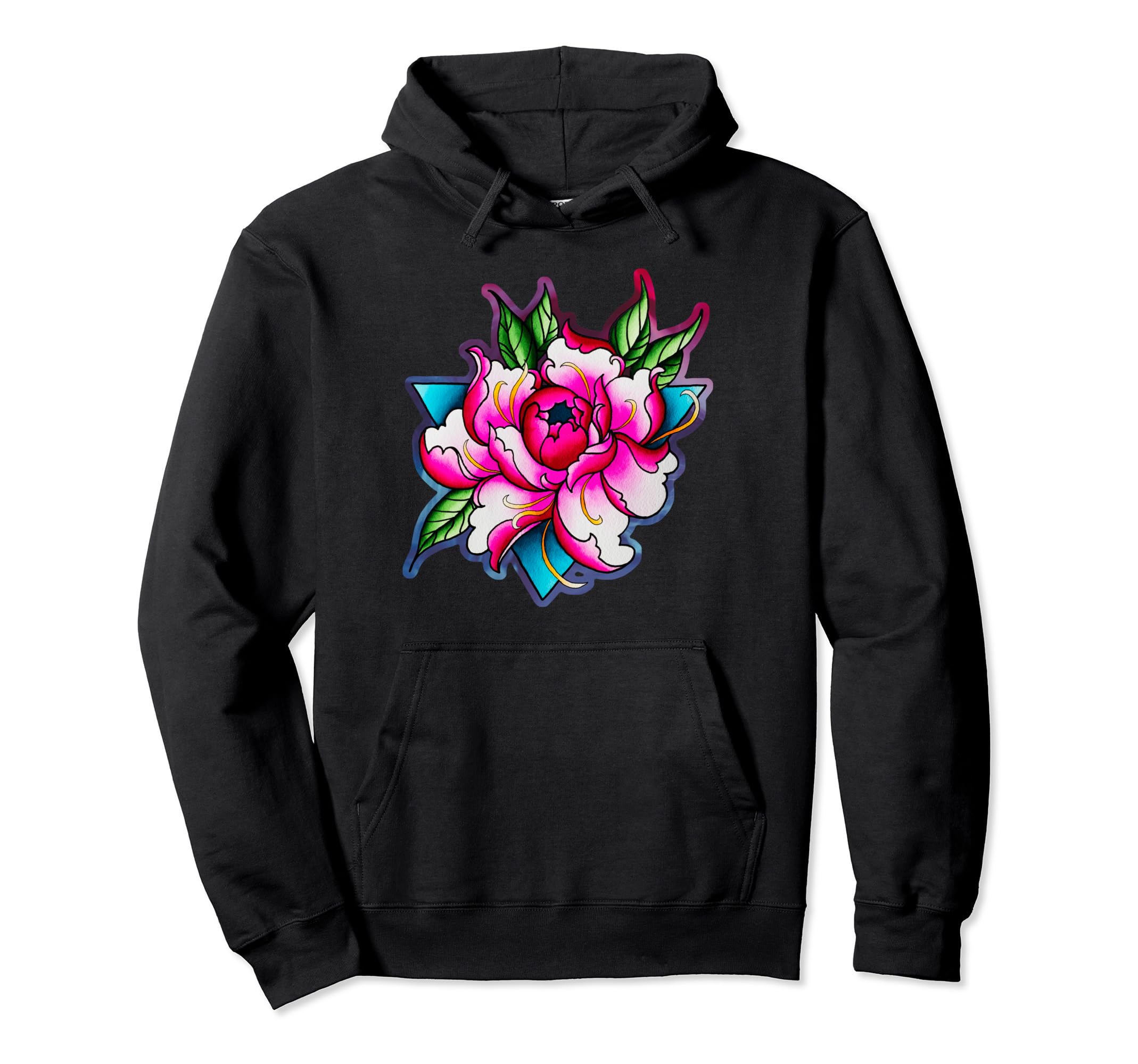 Neotraditional Flower Peony Tattoo Hoodie - Custom Art Print Men Women - T-Shirt, Sweatshirt, Hoodie