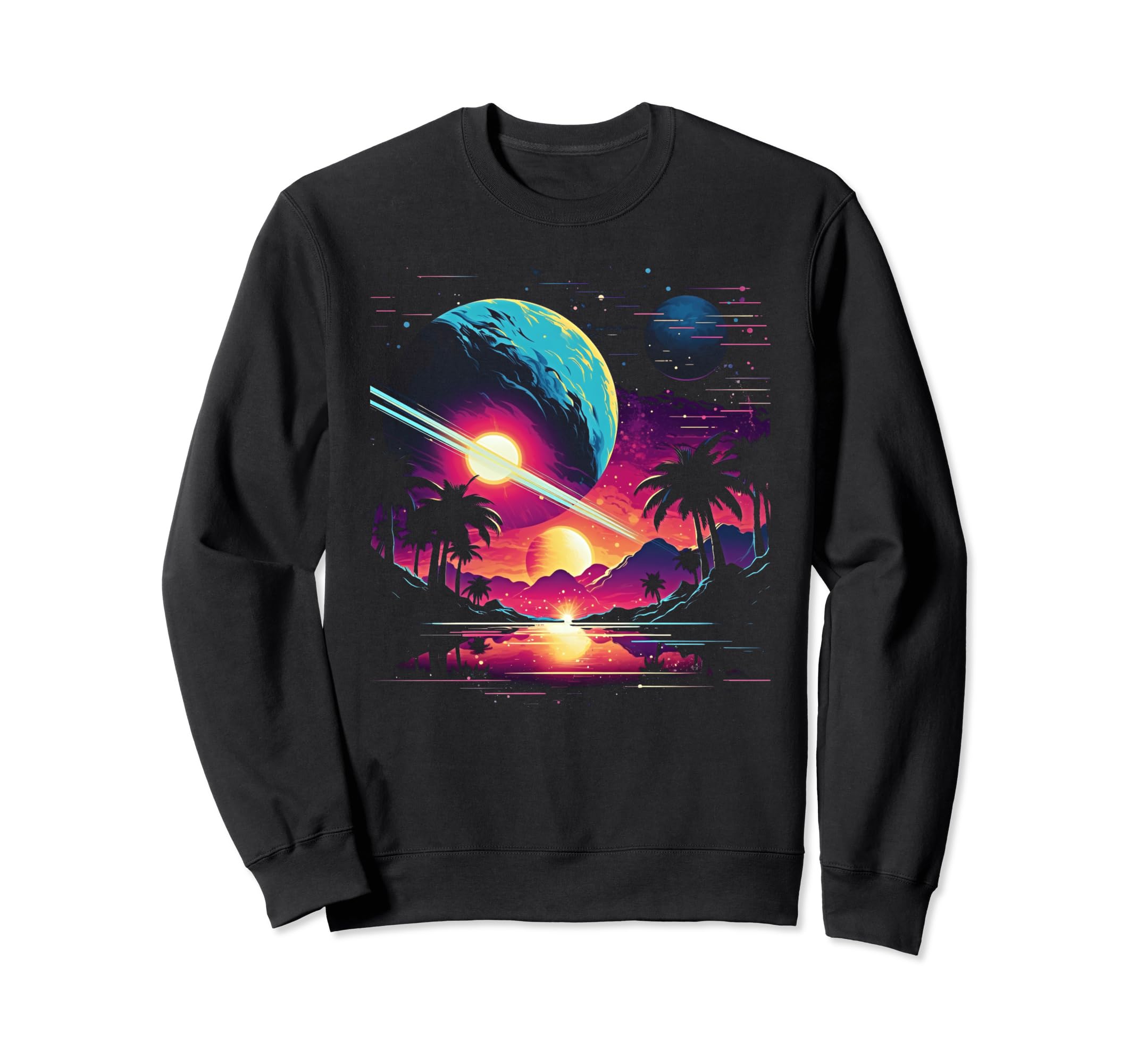 Vaporwave Solar System 80S Synthwave Sweatshirt - Streetwear Style Unisex - T-Shirt, Sweatshirt, Hoodie