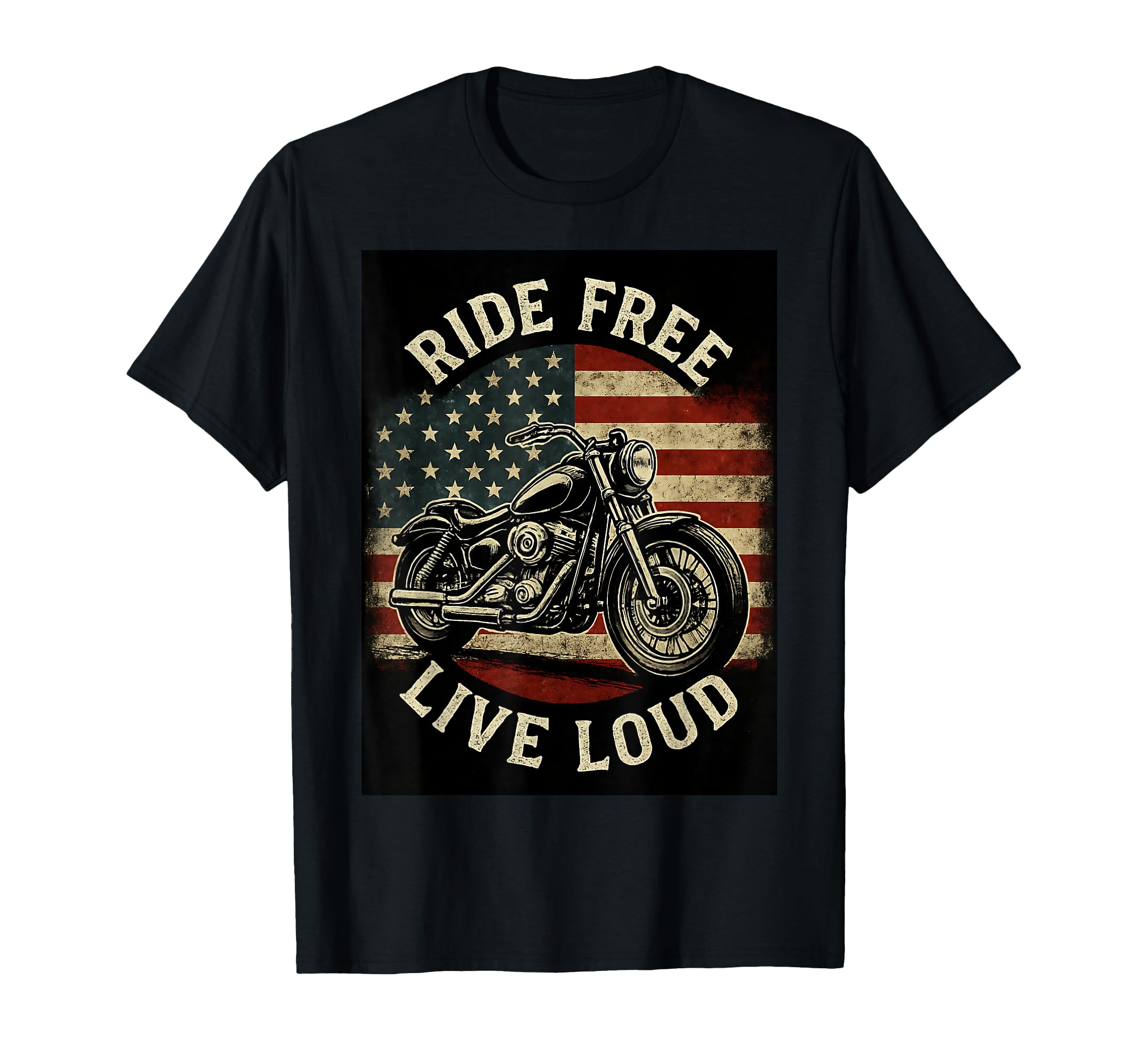 Ride Free Live Loud Bike American Us T-Shirt - Fun Novelty Design Unisex - T-Shirt, Sweatshirt, Hoodie
