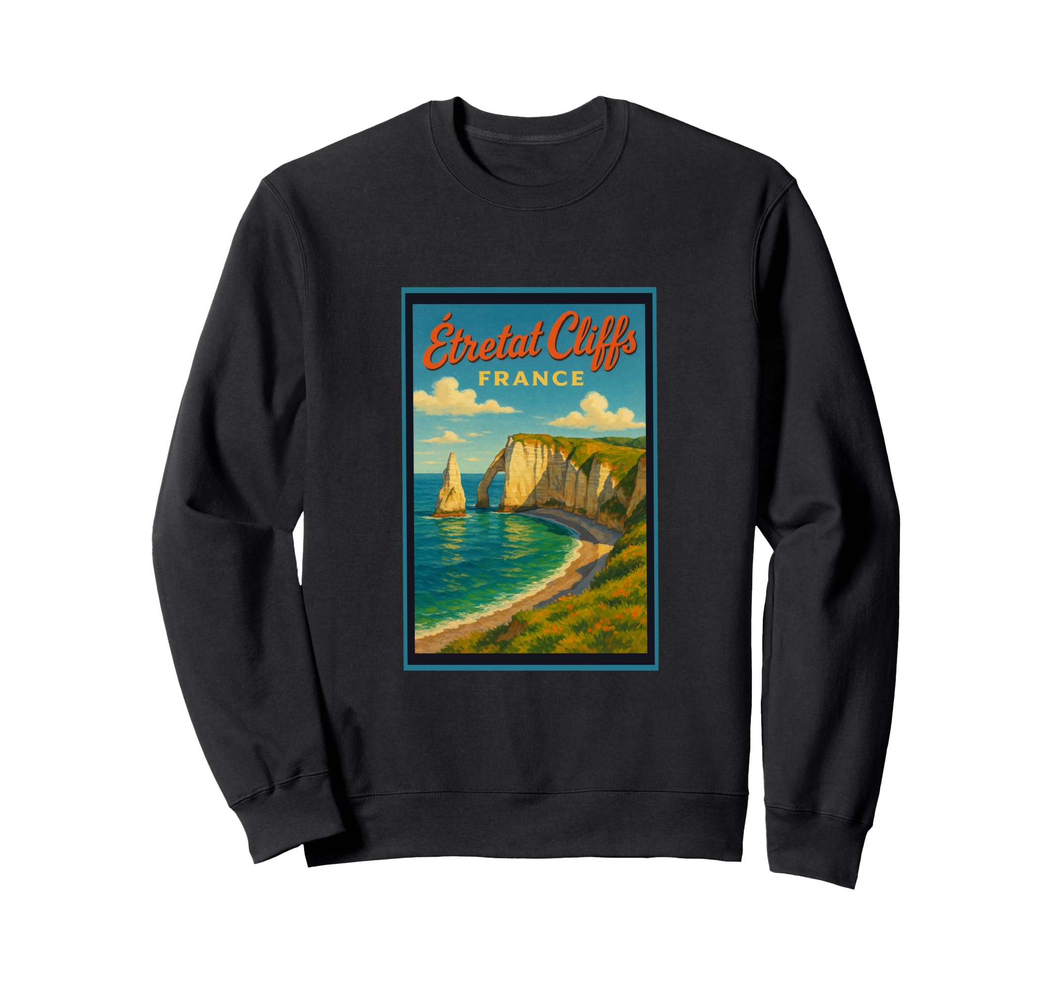 Tretat Cliffs France 50S Travel Art Sweatshirt - Graphic Print Men Women - T-Shirt, Sweatshirt, Hoodie
