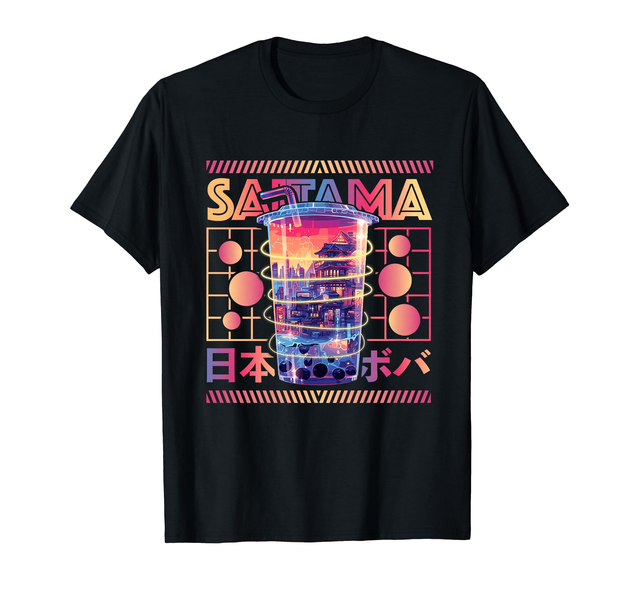 Saitama City 80S Synthwave Boba Tea T-Shirt - Unique Graphic for Adults - T-Shirt, Sweatshirt, Hoodie